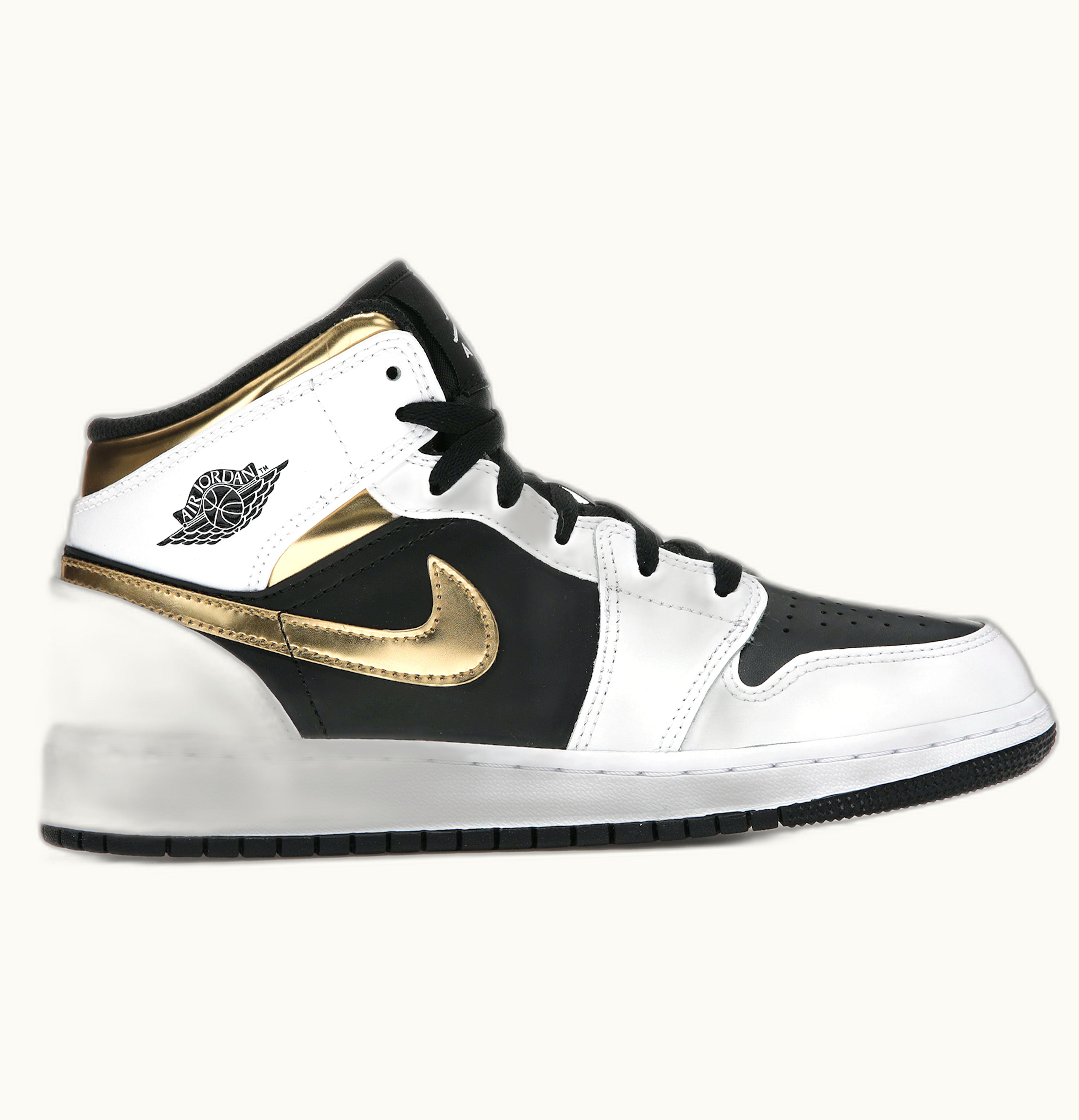 Jordan Air Jordan 1 Mid White Gold Black GS
