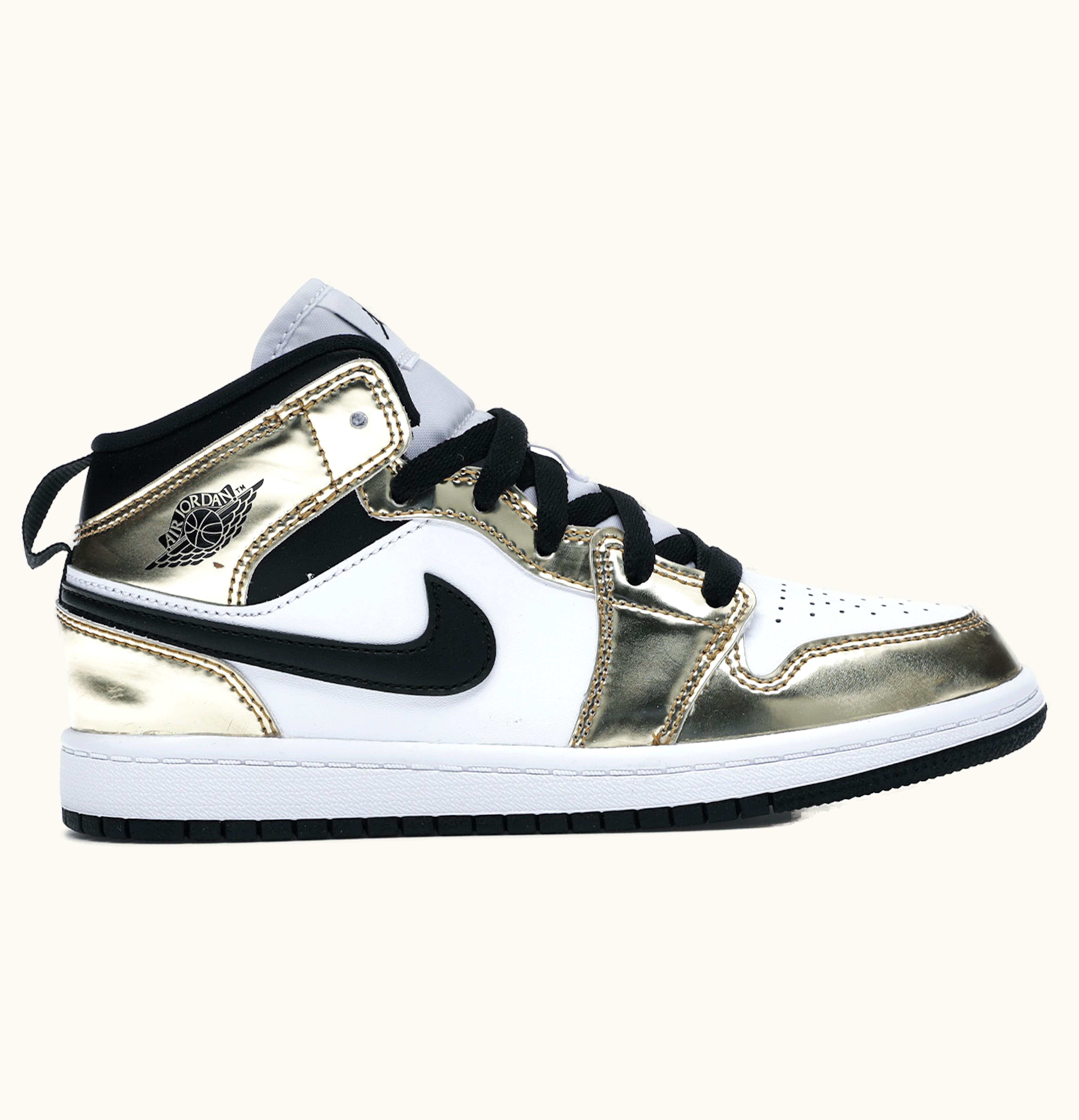 Jordan Air Jordan 1 Mid Metallic Gold Black White PS