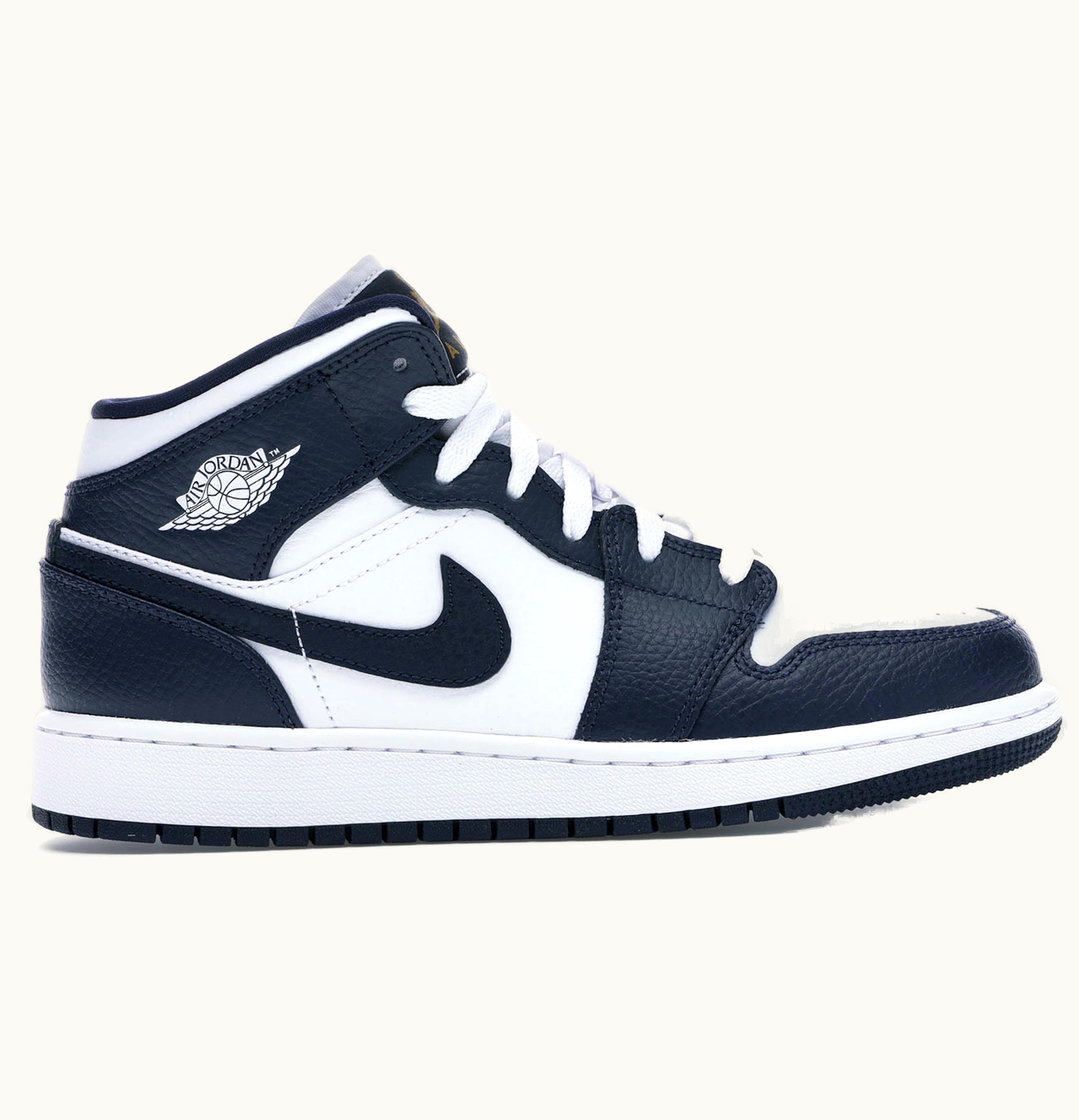 Jordan Air Jordan 1 Mid White Metallic Gold Obsidian GS
