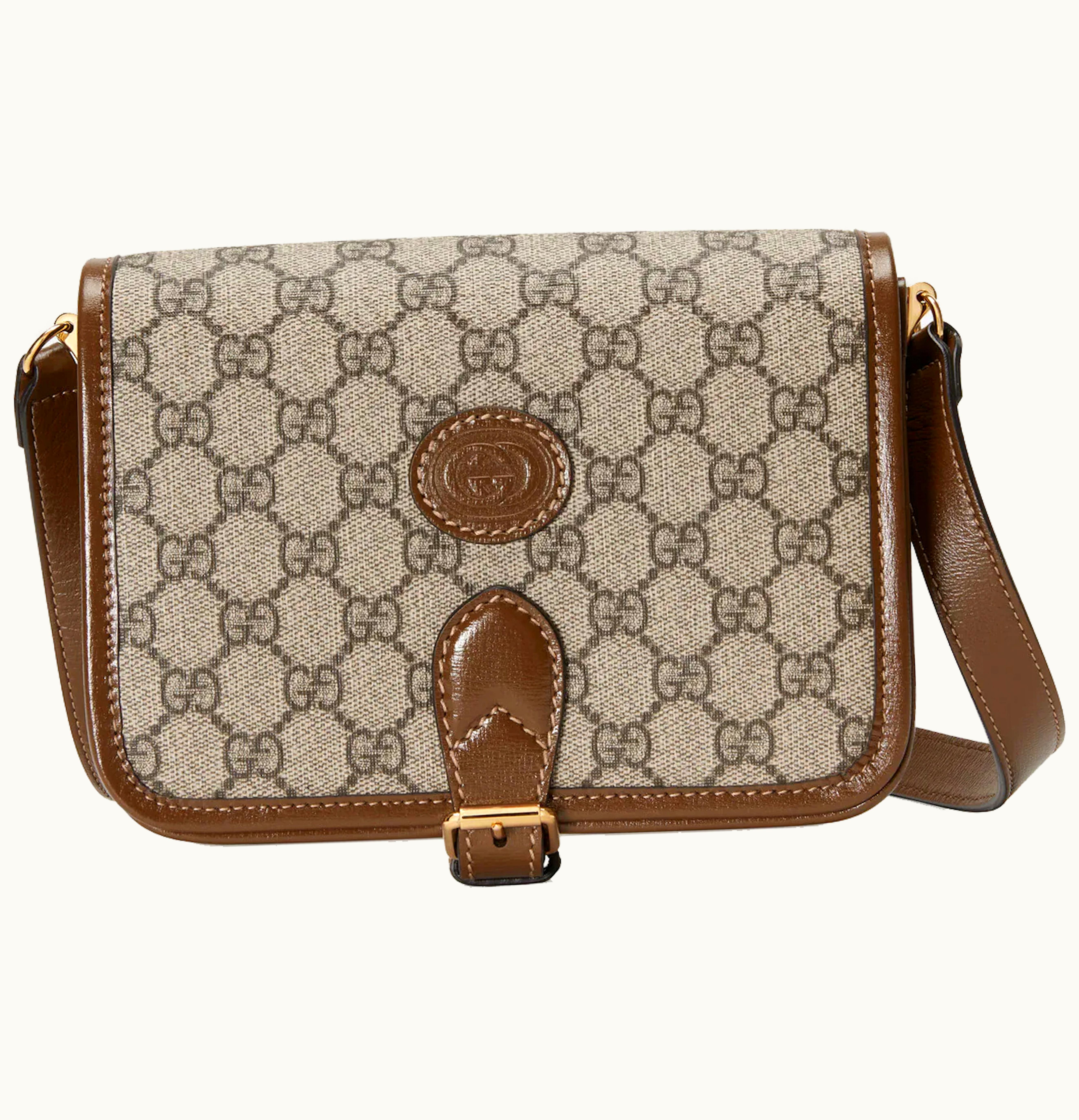 Gucci Gucci Mini Shoulder Bag With Interlocking G Beige Ebony