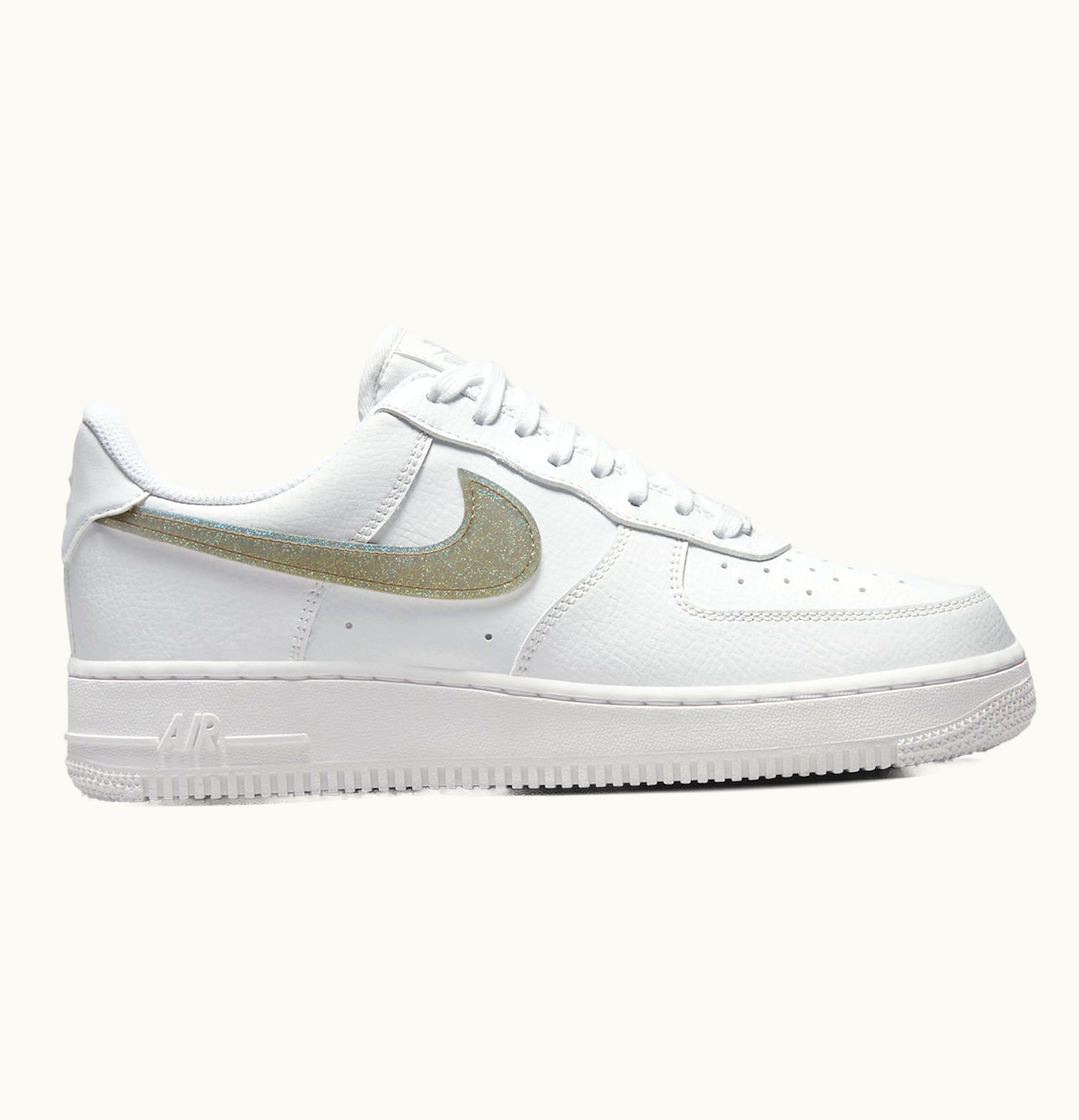 Nike Nike Air Force 1 Low White Gold Glitter Swoosh W