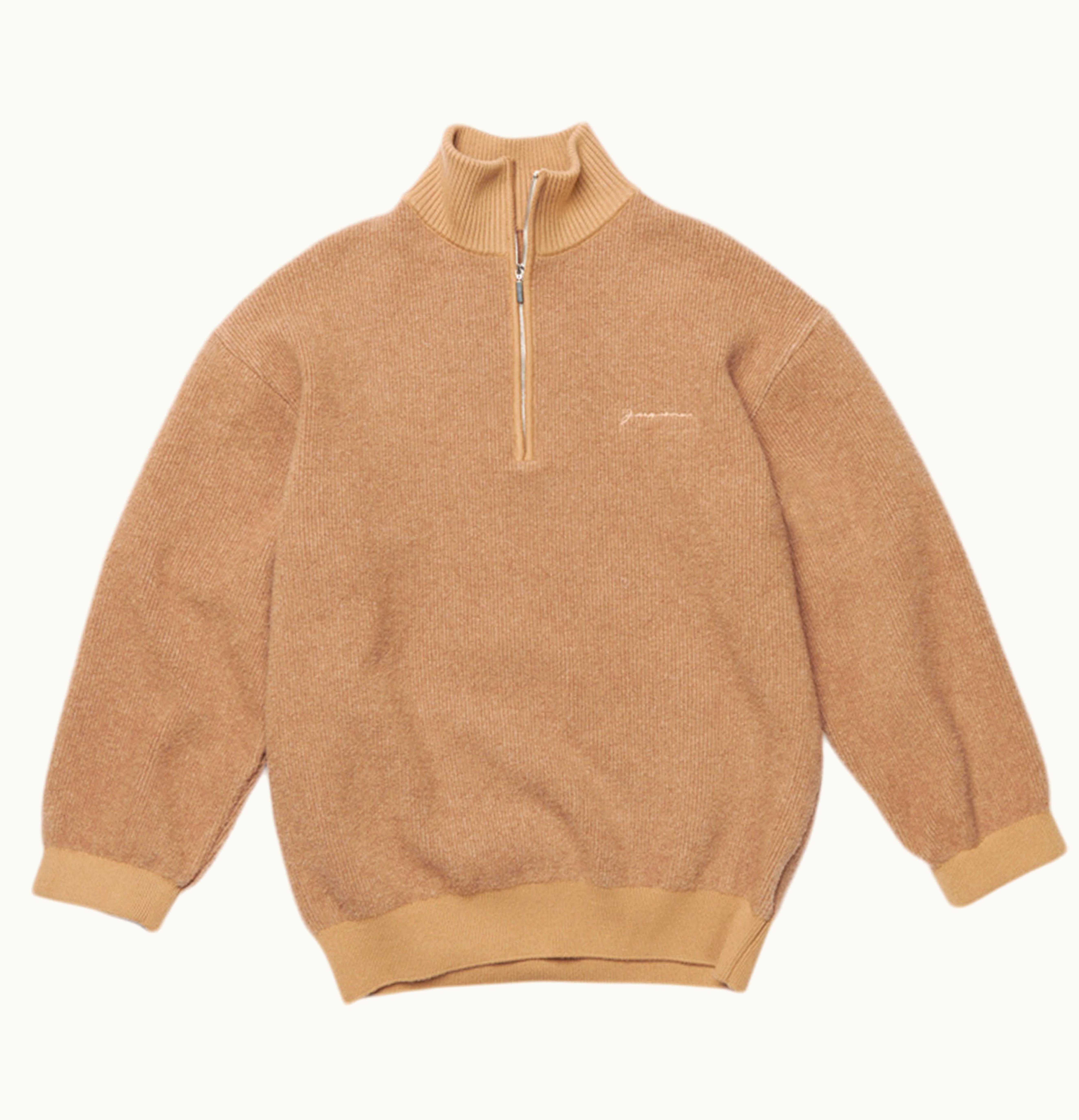 Jacquemus Jacquemus La Maille Berger Zip Collar Sweater Beige
