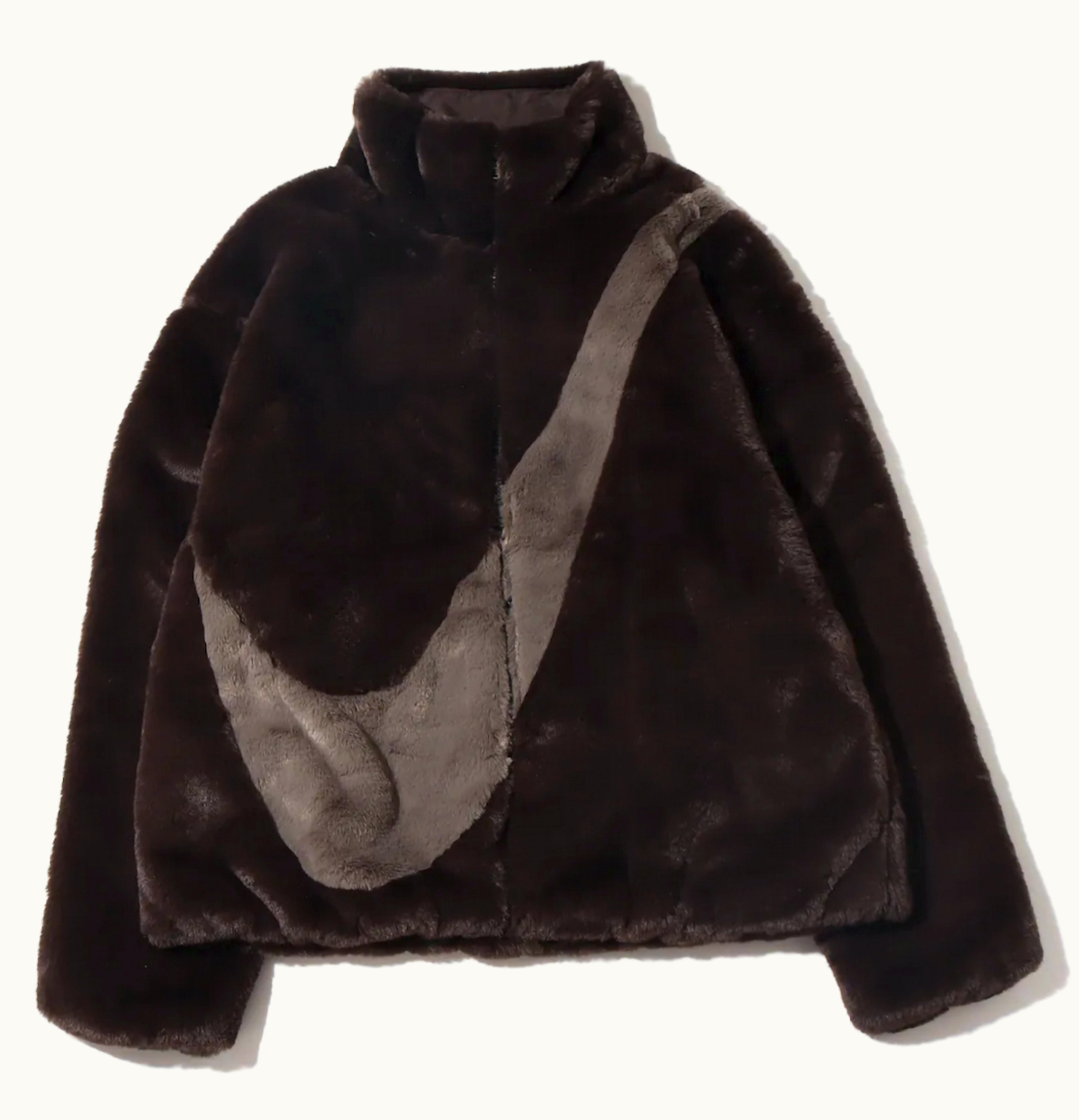Nike Nike Womens Oversized Swoosh Logo Jacket Asia Sizing Velvet Brown