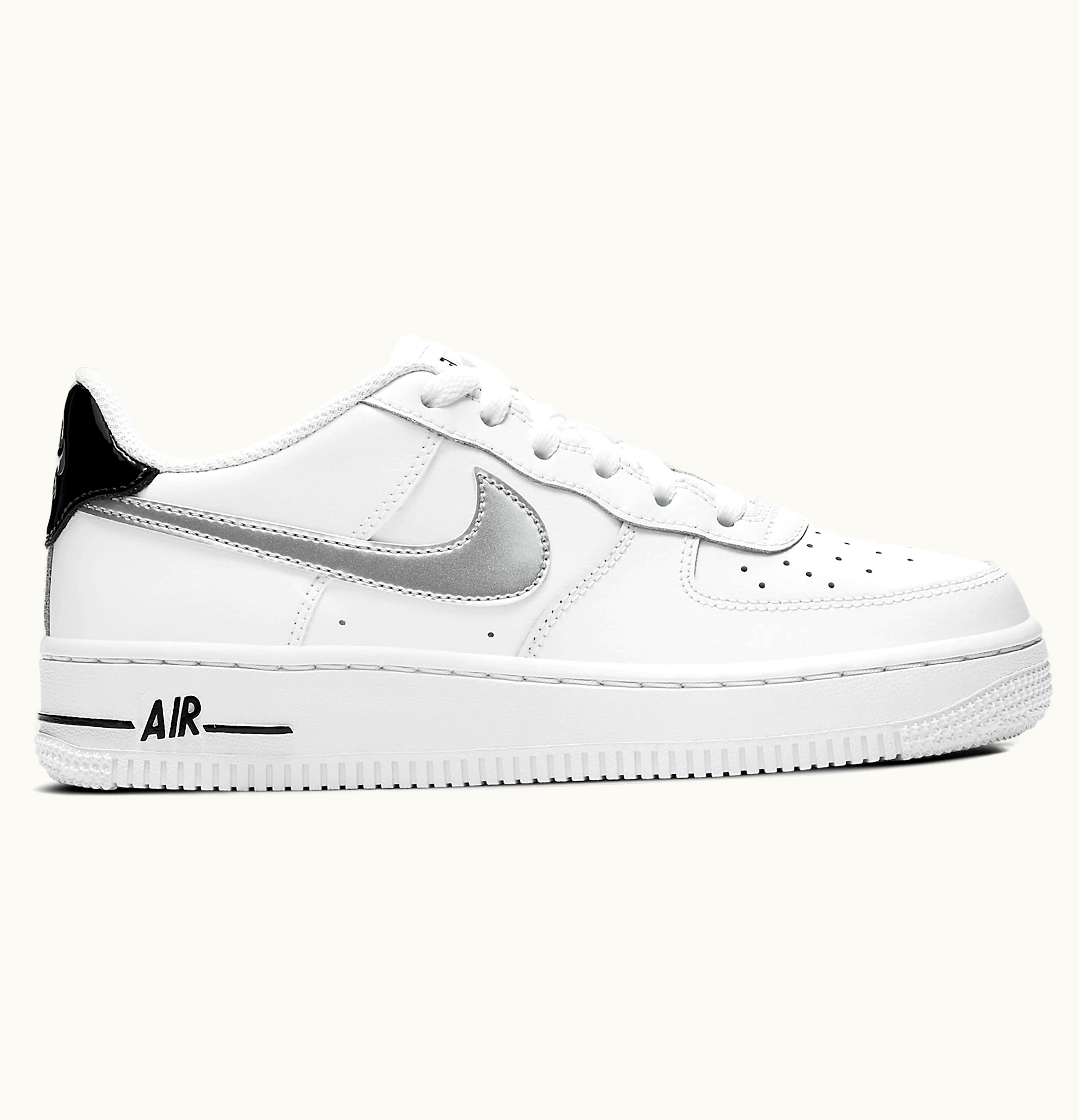 Nike Nike Air Force 1 Low White Black Metallic Silver GS