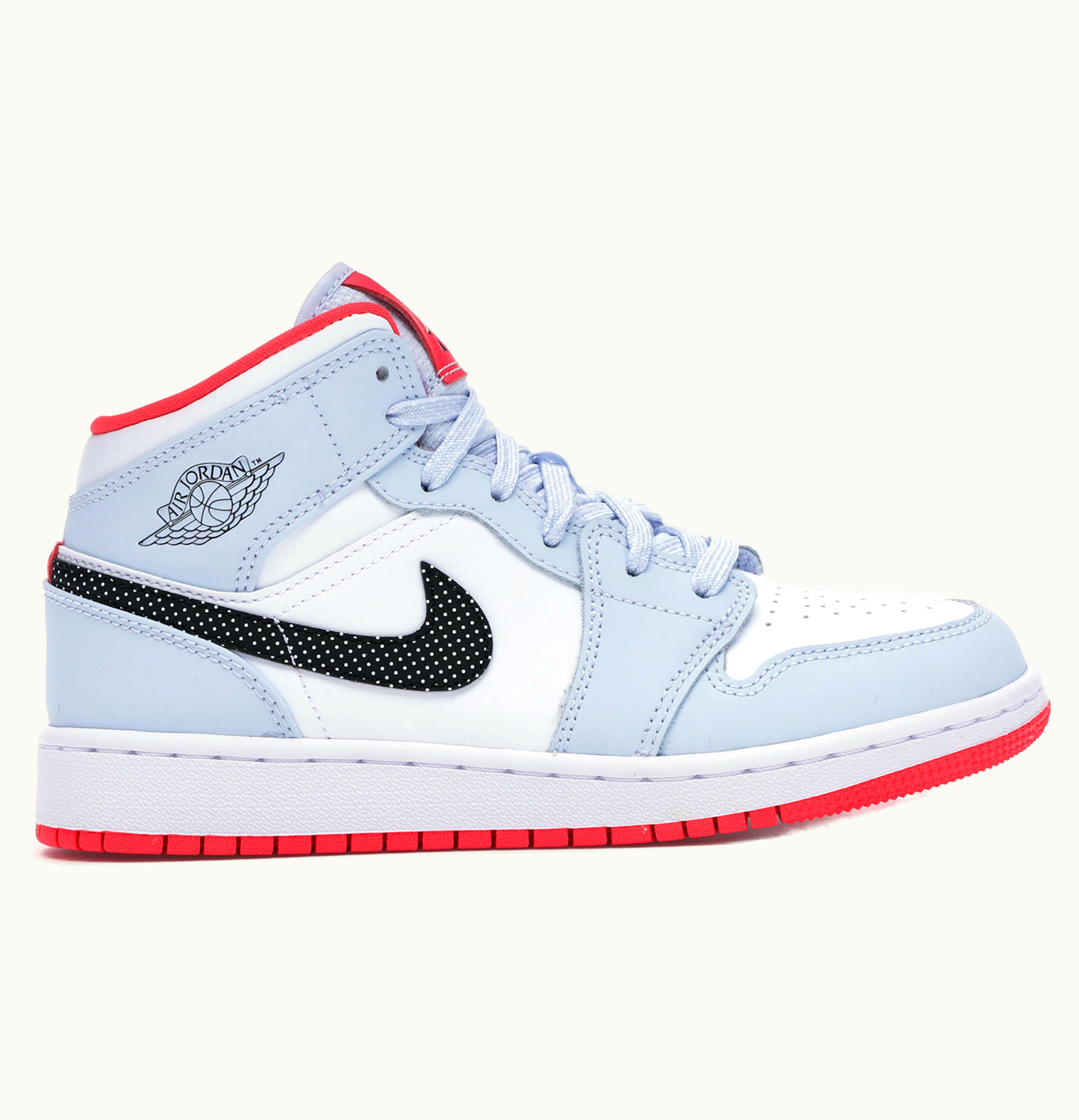 Jordan Air Jordan 1 Mid Half Blue Polka Dot Swoosh GS