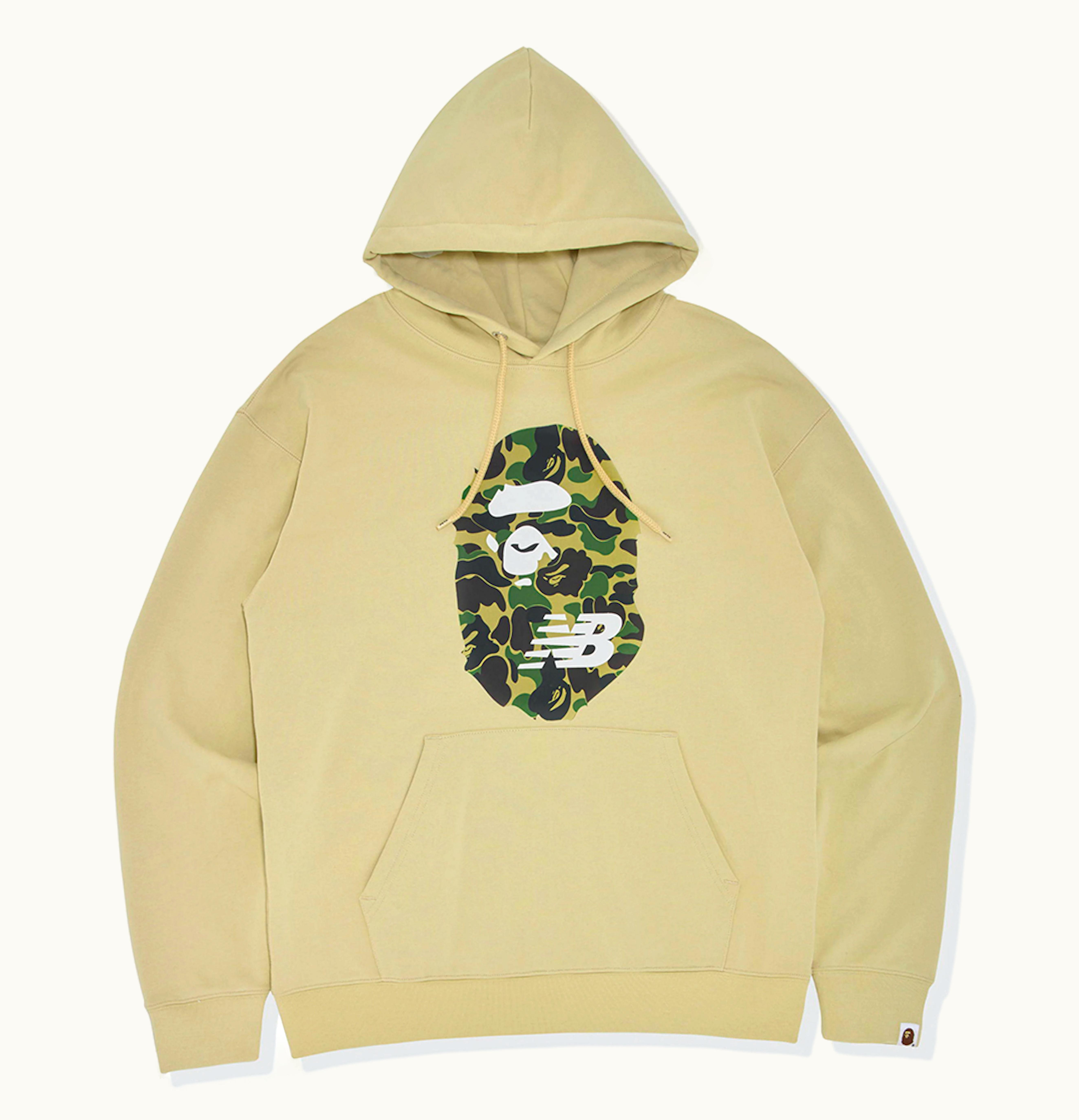 BAPE BAPE x New Balance Ape Head Relaxed Fit Pullover Hoodie Beige
