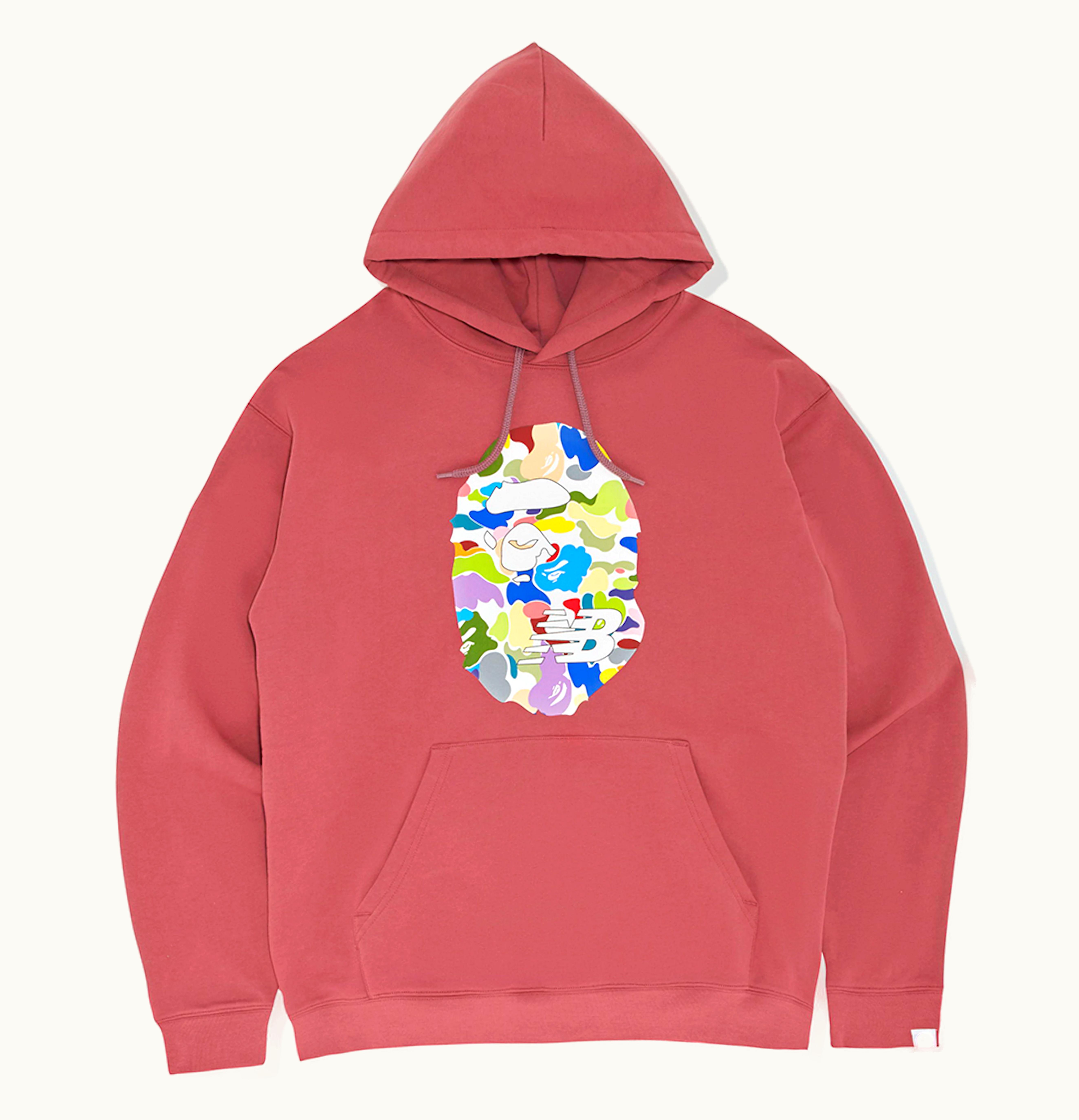 BAPE BAPE x New Balance Ape Head Relaxed Fit Pullover Hoodie Red