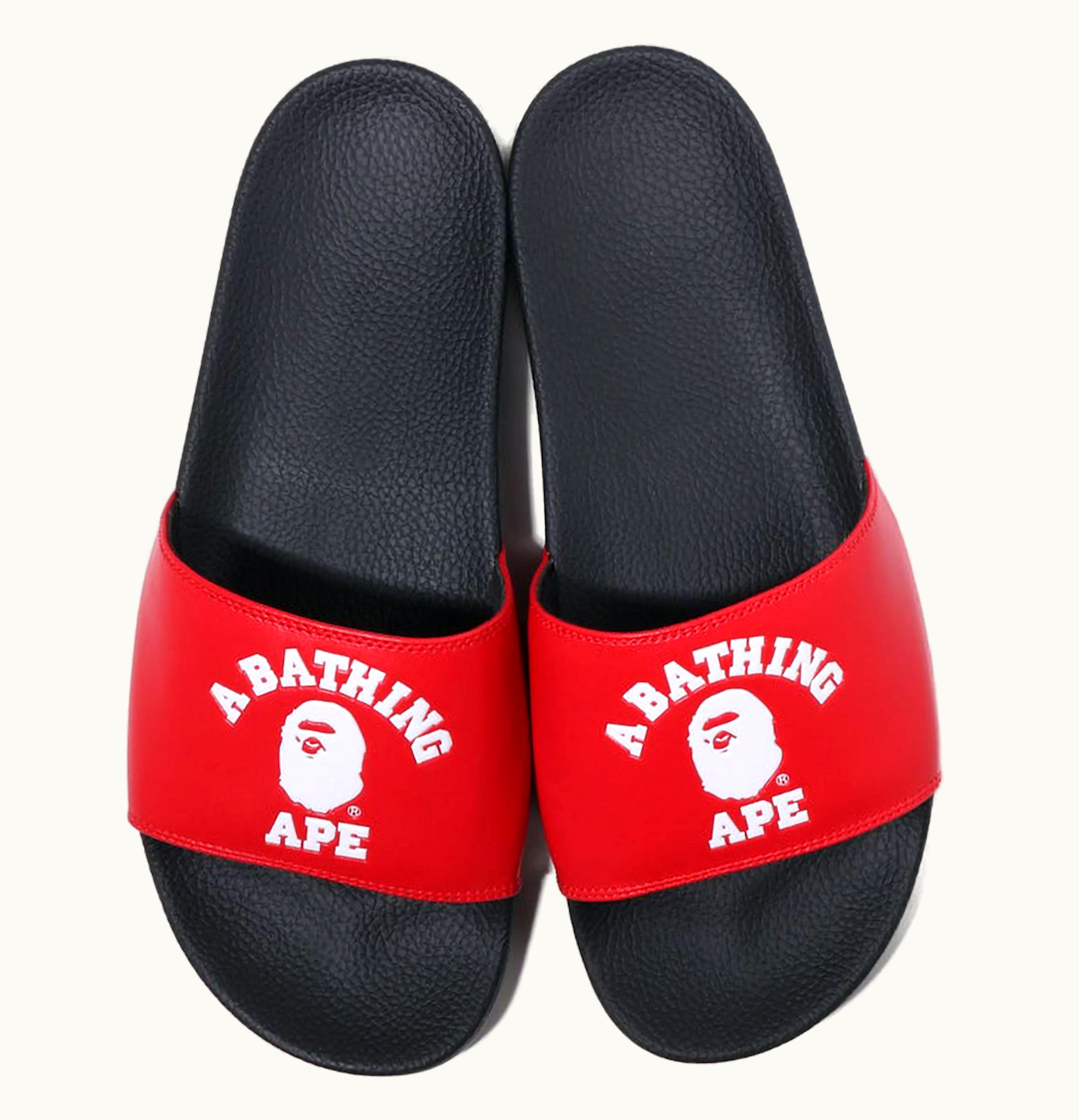 BAPE A Bathing Ape College Slide Sandal Online Exclusive Red 2022