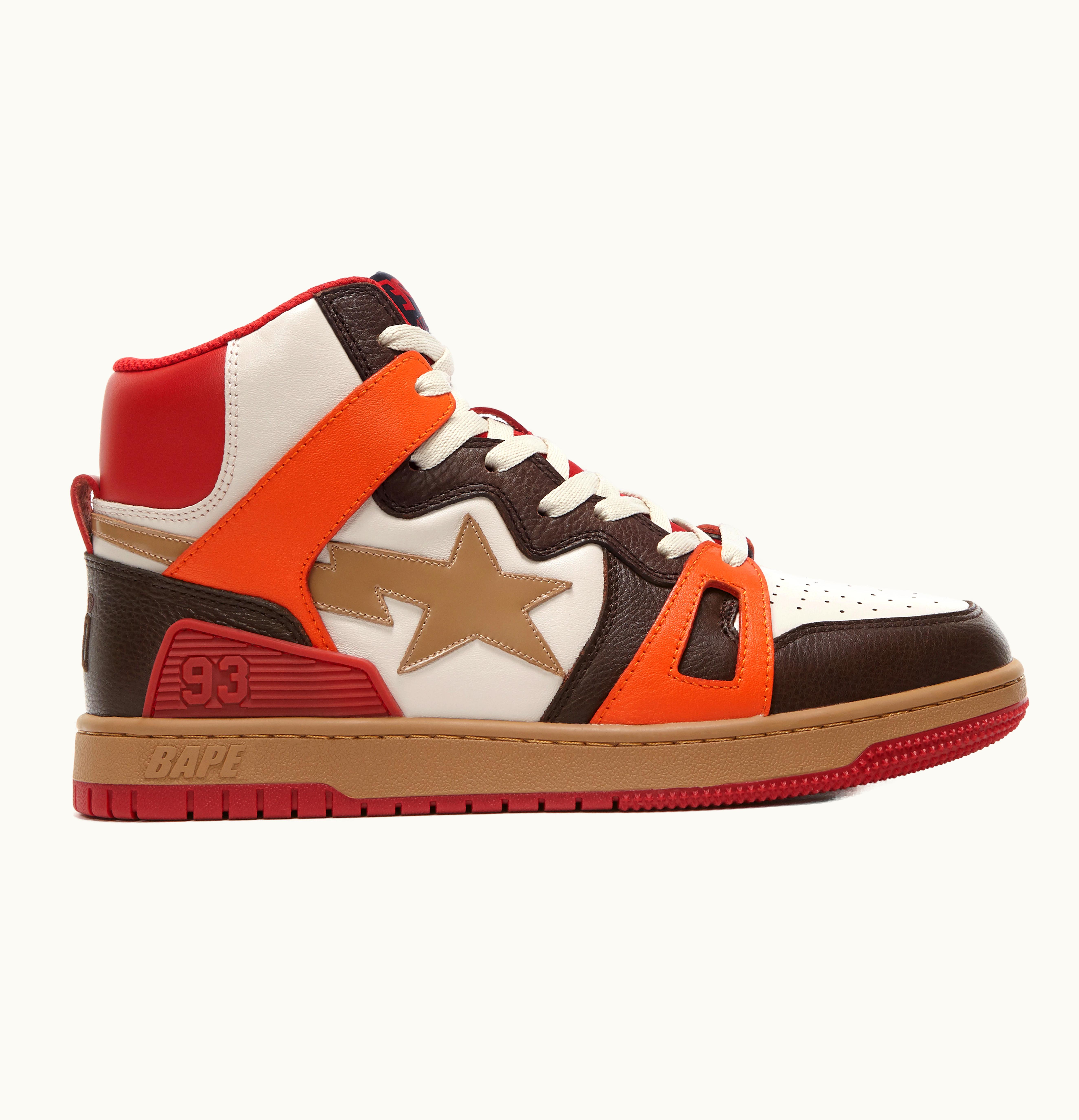 BAPE A Bathing Ape Bape Sta 93 Hi Red Orange Light Sand