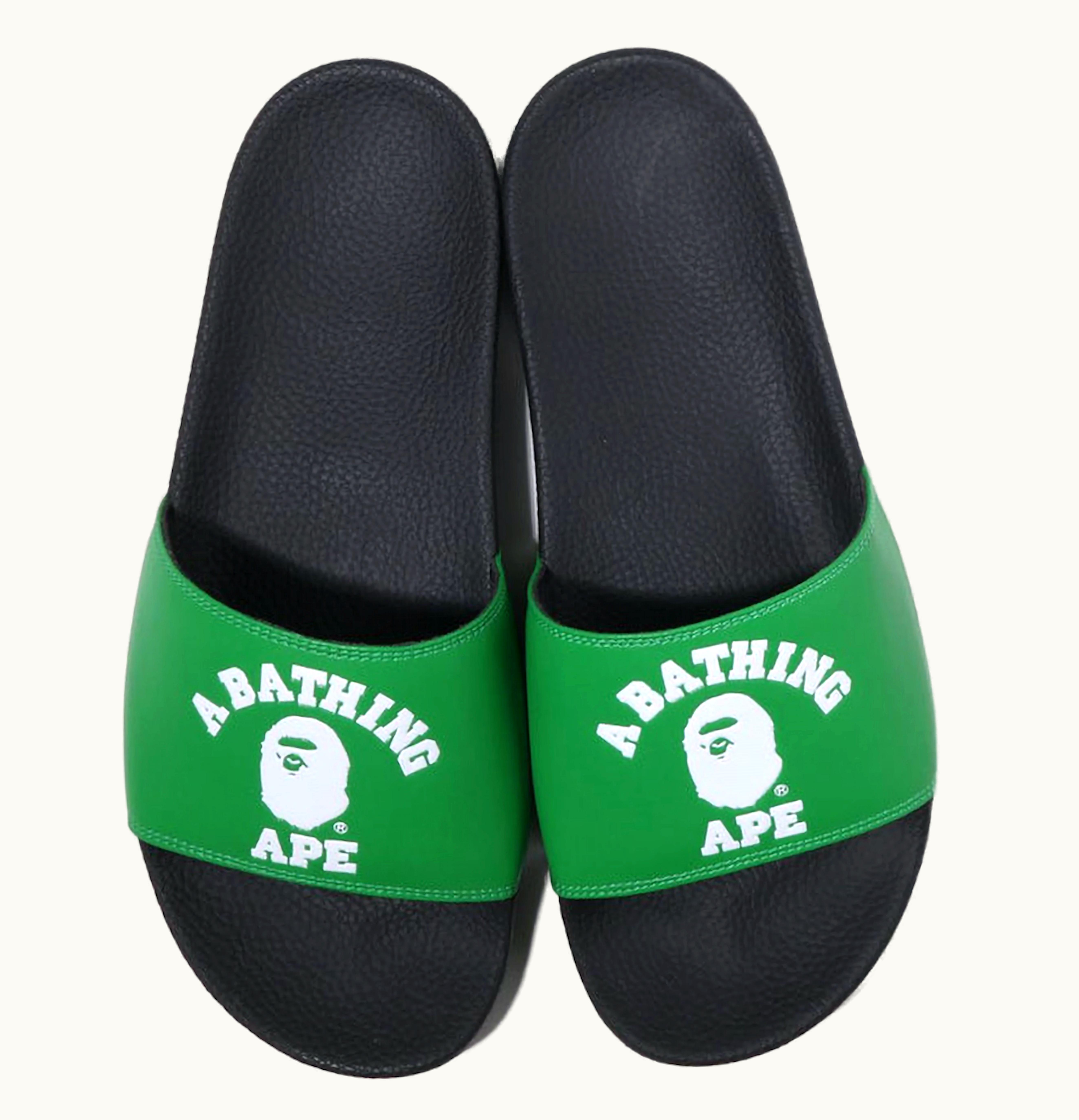 BAPE A Bathing Ape College Slide Sandal Online Exclusive Green 2022