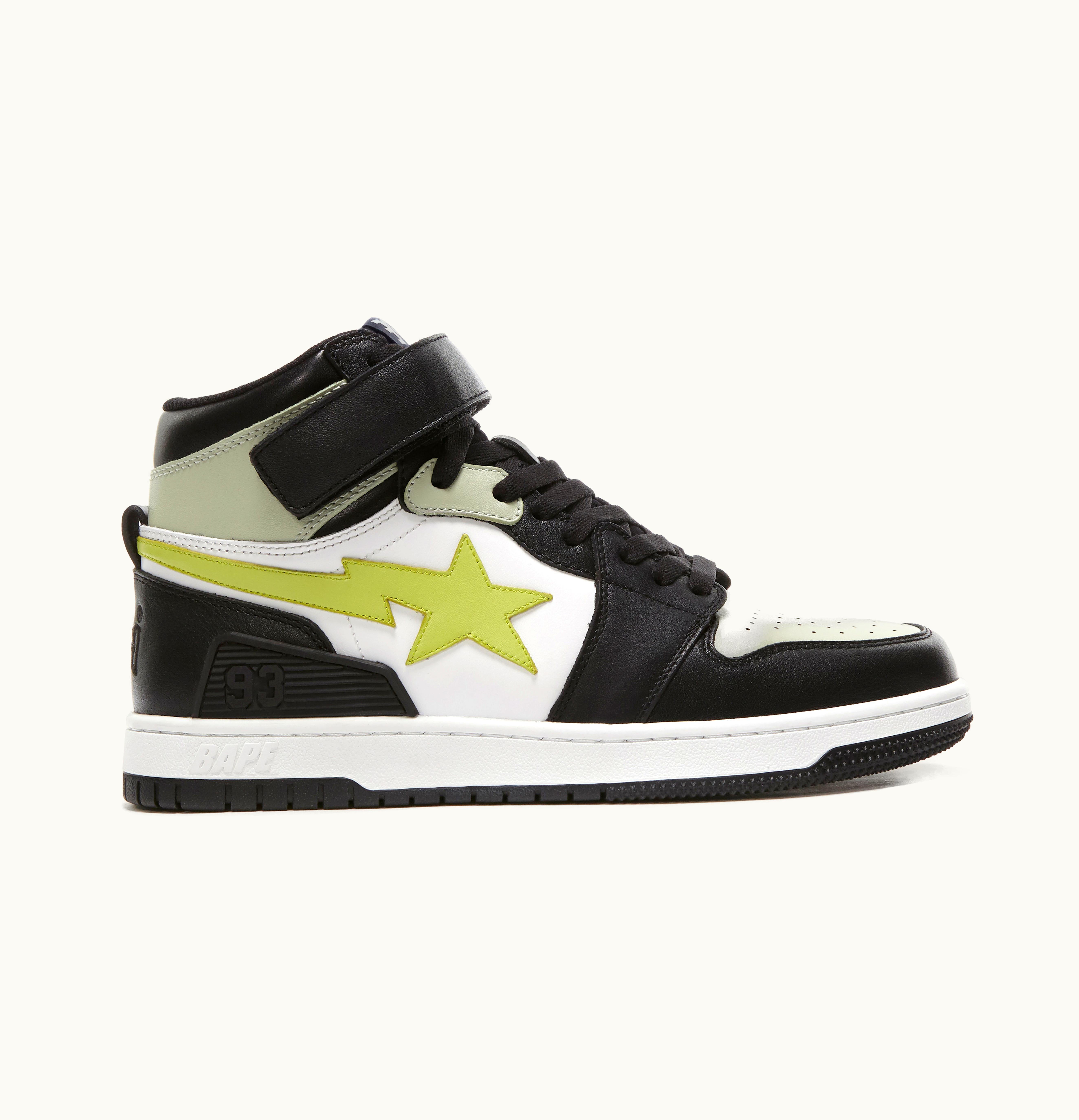 BAPE A Bathing Ape Block Sta Hi Black Lime