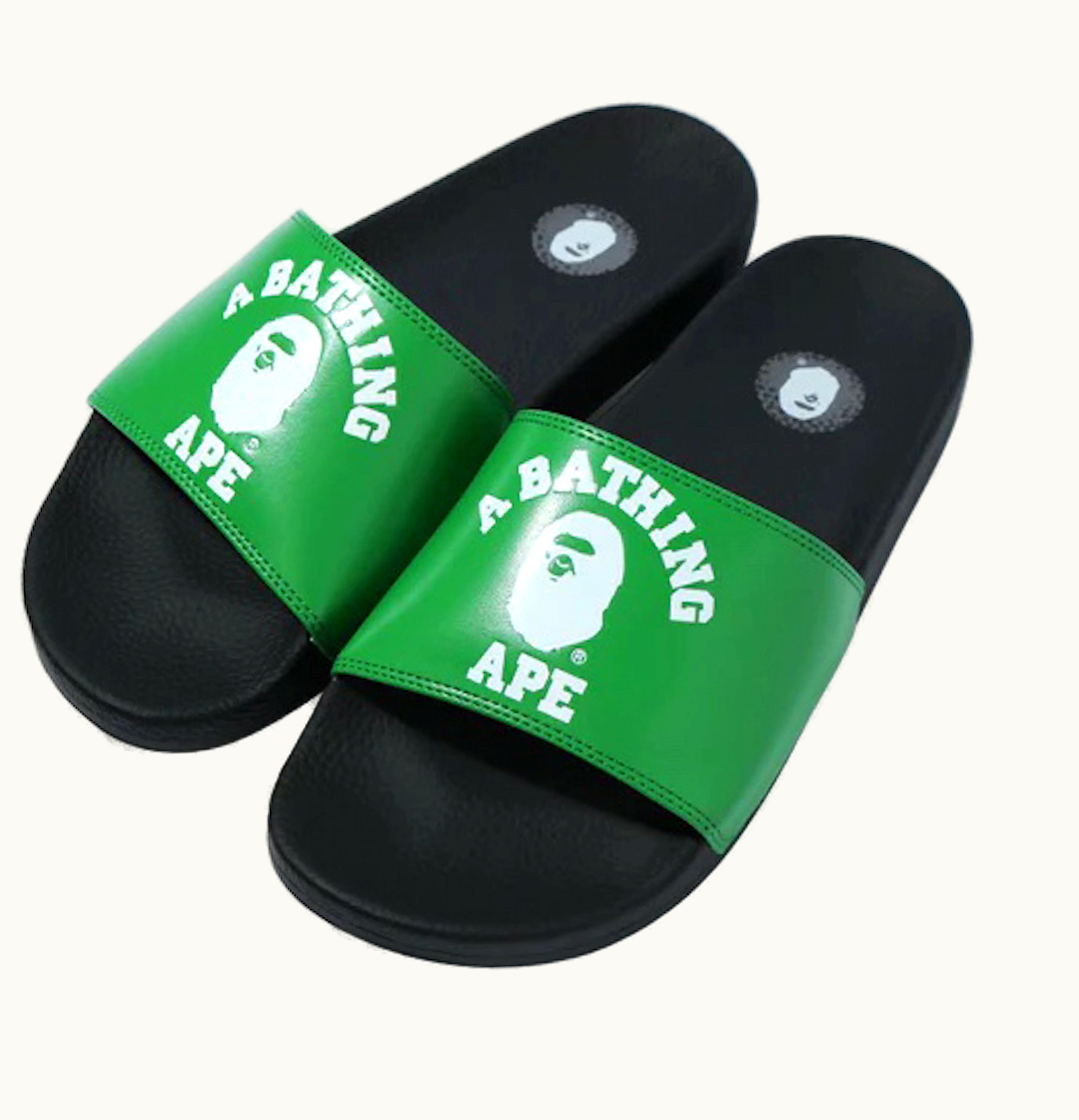 BAPE A Bathing Ape College Slide Sandals Green FW22