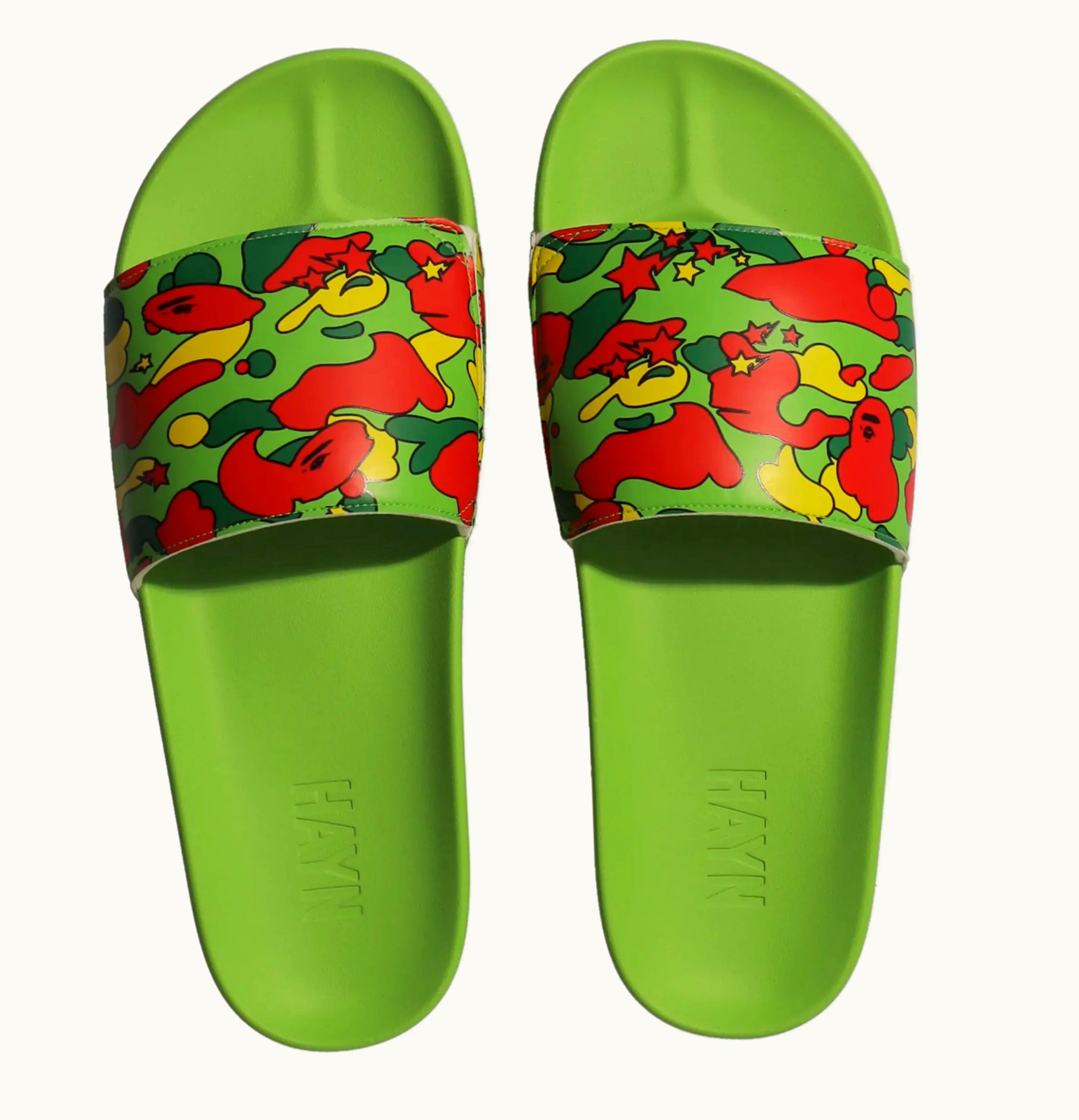 BAPE A Bathing Ape Hayn Slide Green Sta Camo