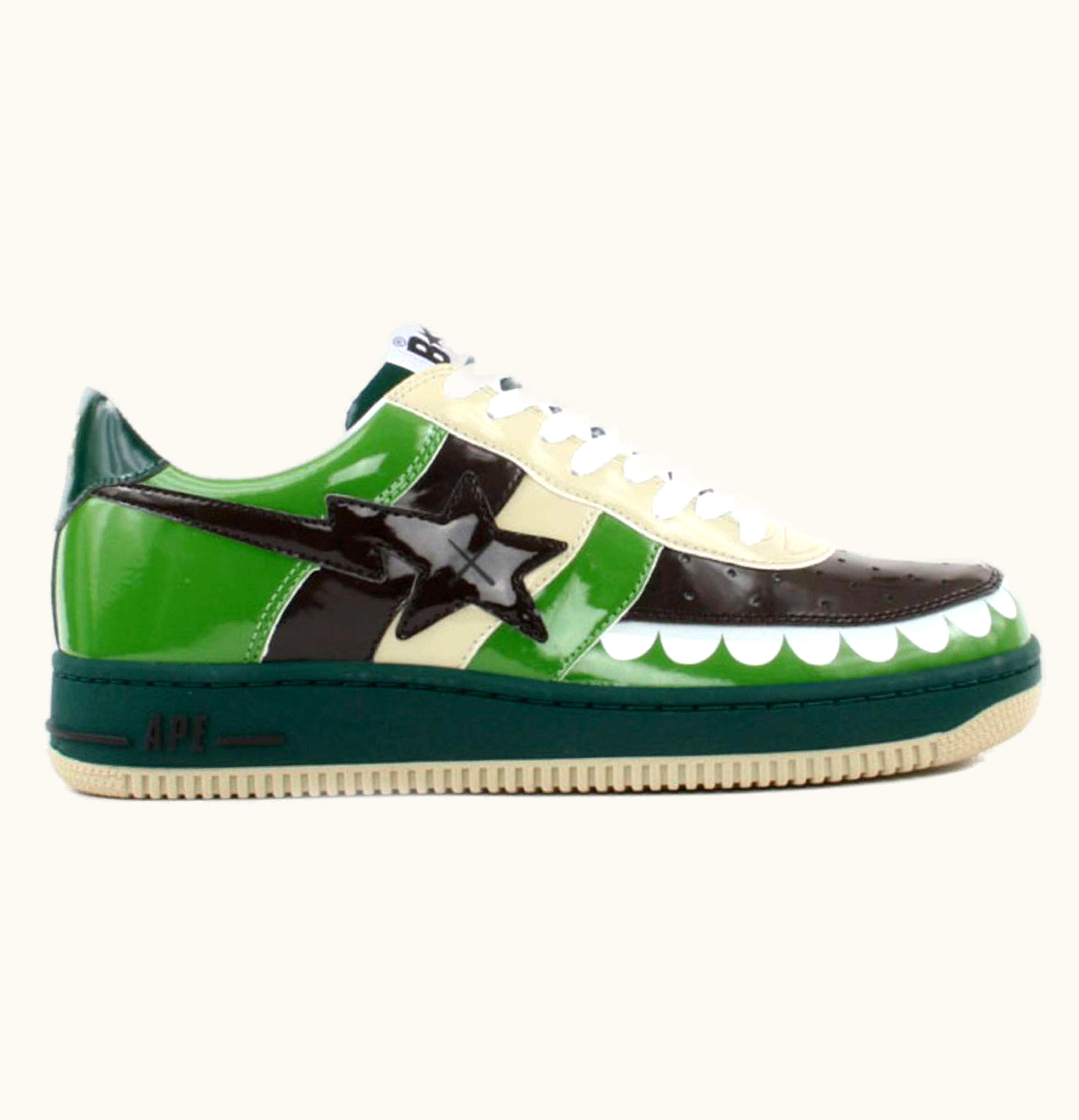 BAPE A Bathing Ape Bape Sta Low KAWS Chompers Green