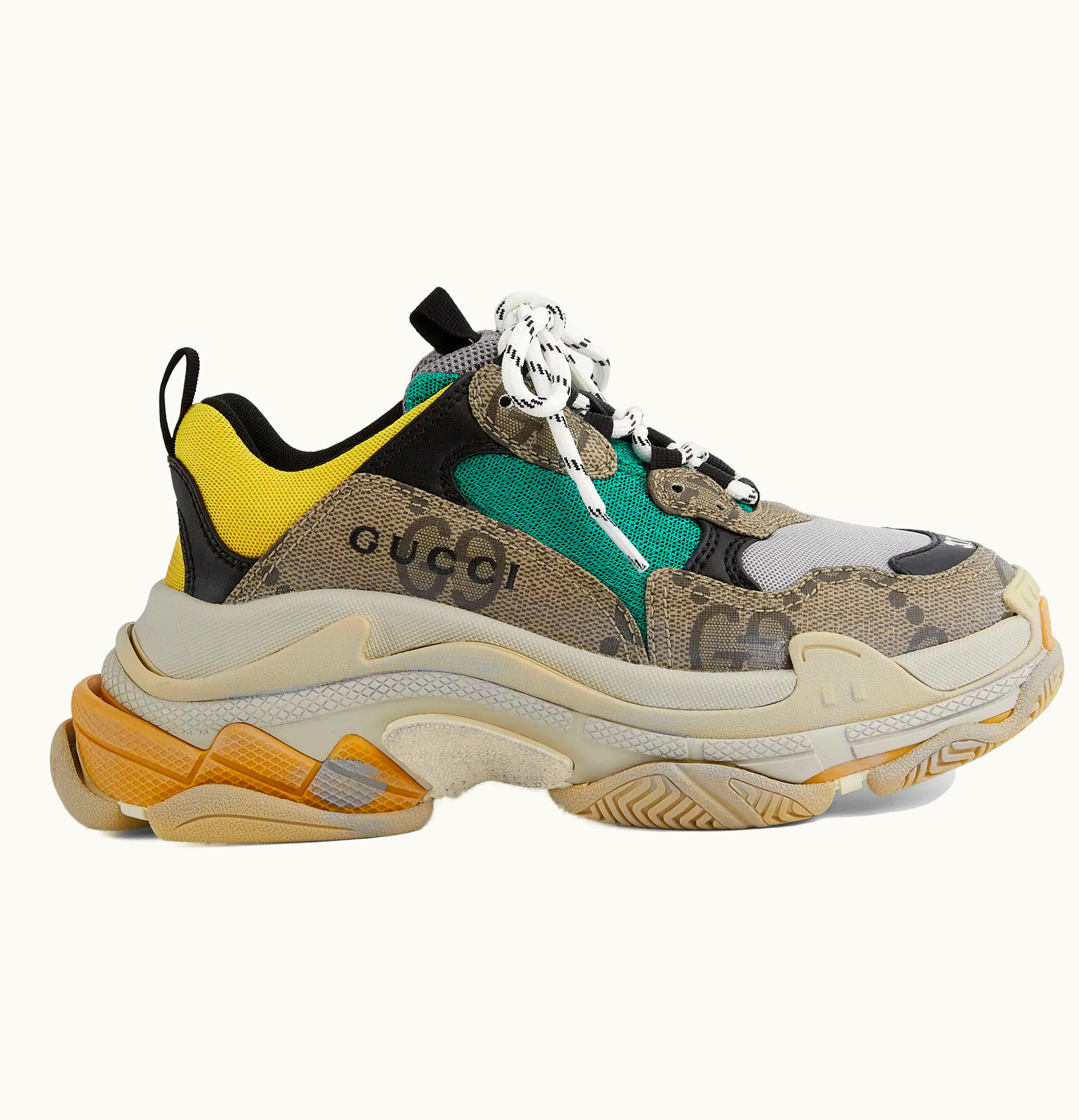 Gucci x Balenciaga Triple S The Hacker Project Beige Green Yellow W