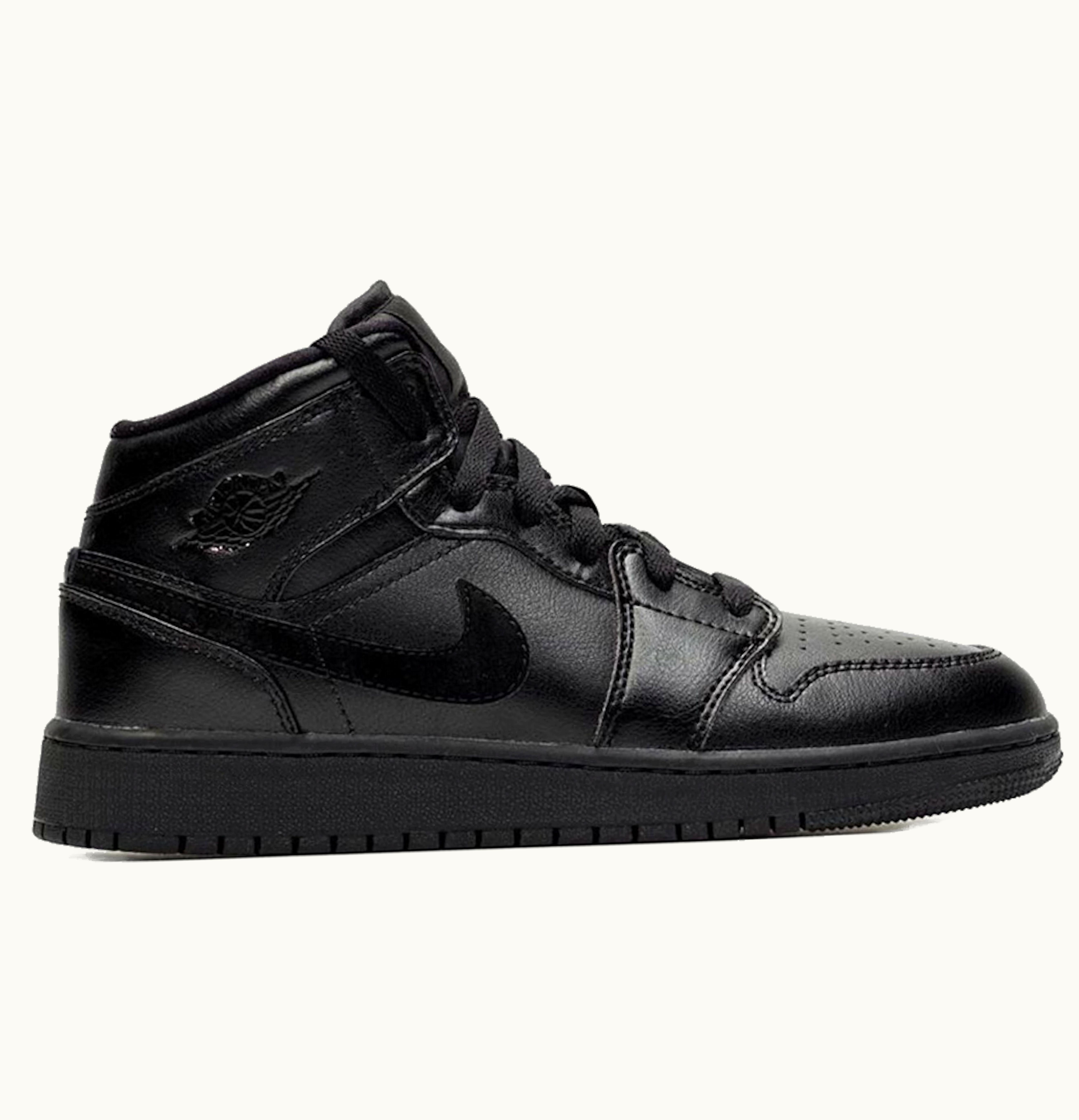 Jordan Air Jordan 1 Mid Deep Black Nubuck Swoosh GS