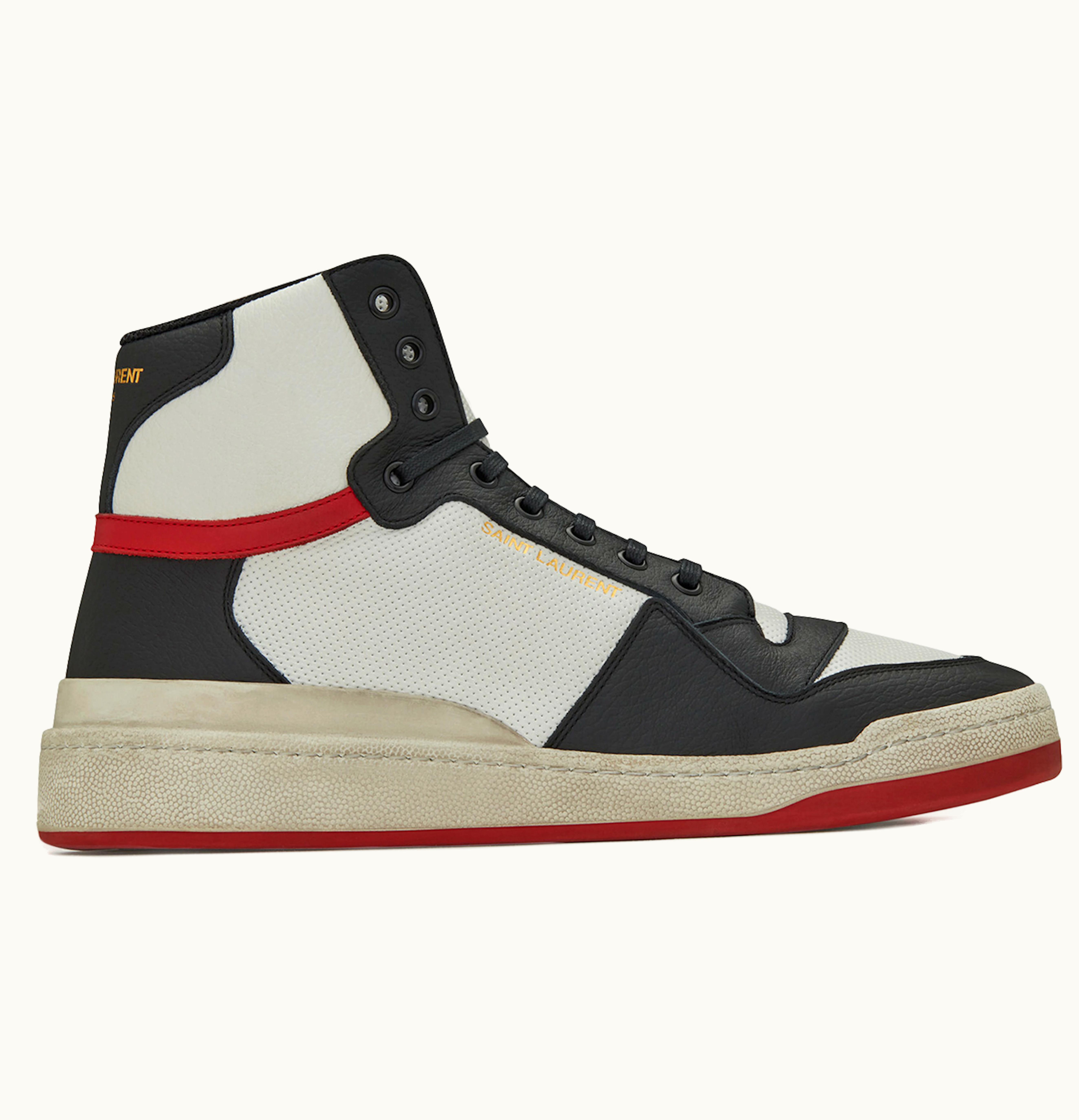 Saint Laurent SL 24 Mid Distressed Optic White Black Red