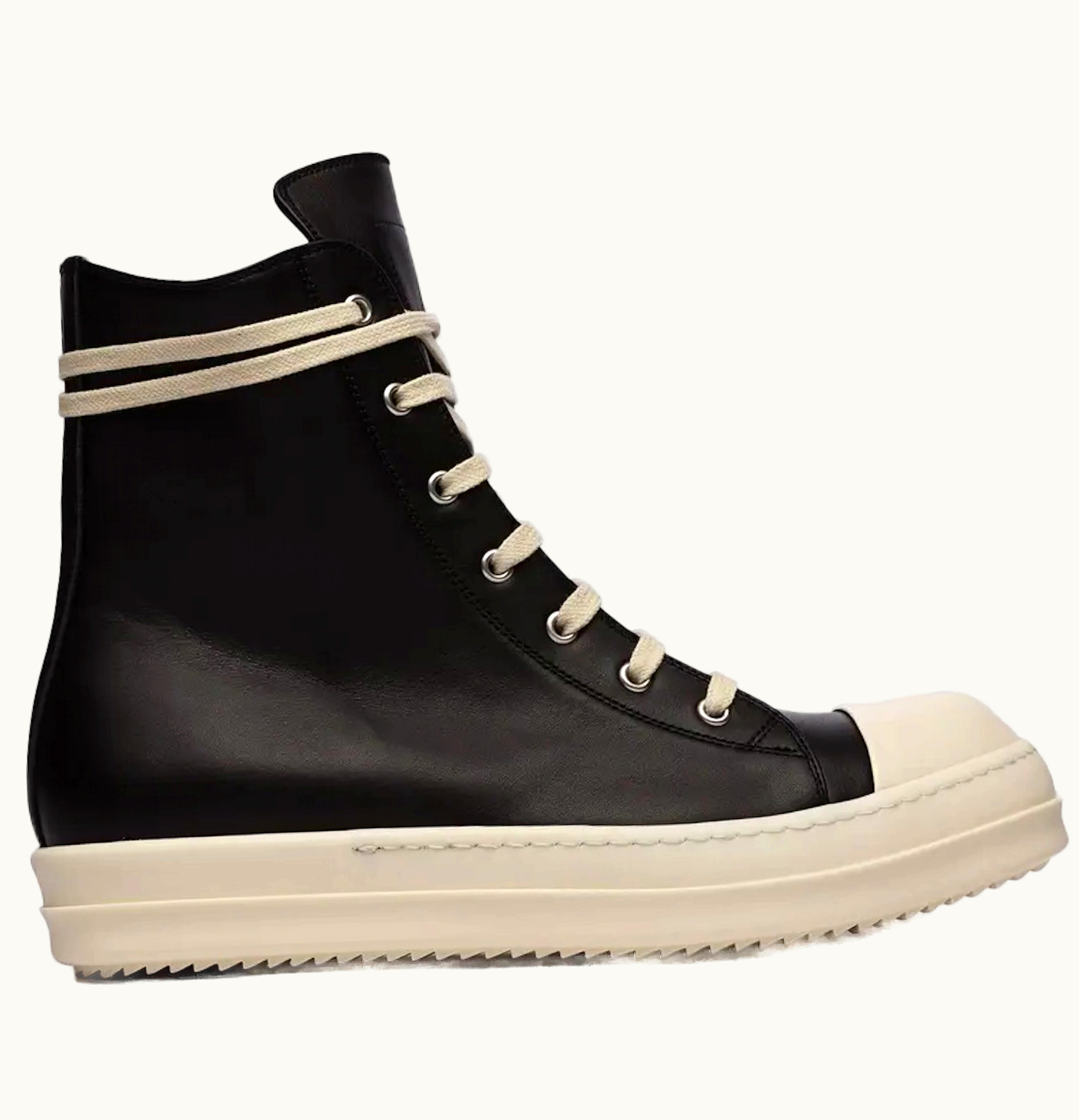 Rick Owens Rick Owens Leather High Top Black Cream