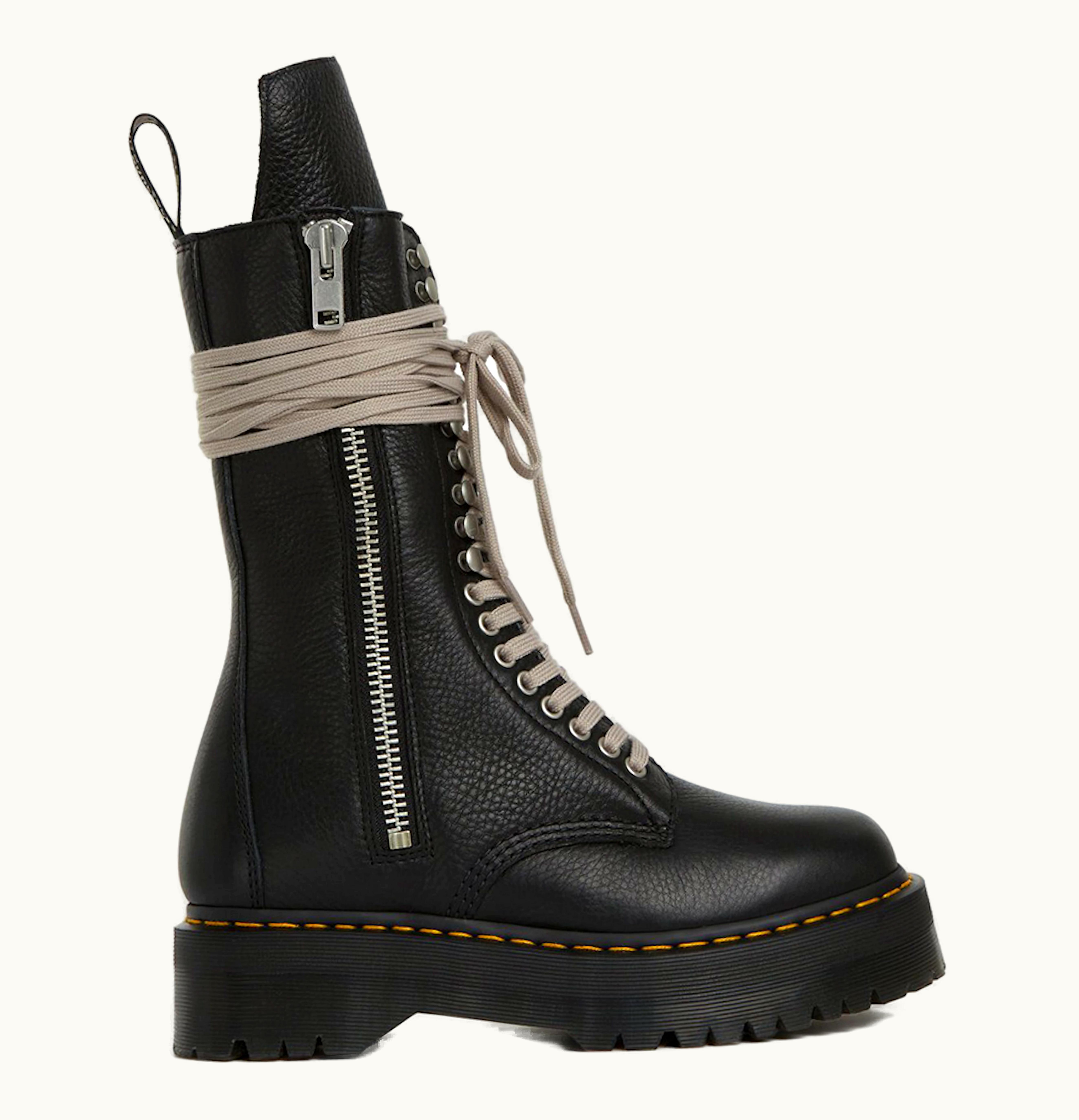 Dr. Martens Dr Martens 1918 Quad Leather Sole Calf Length Boot Rick Owens Black