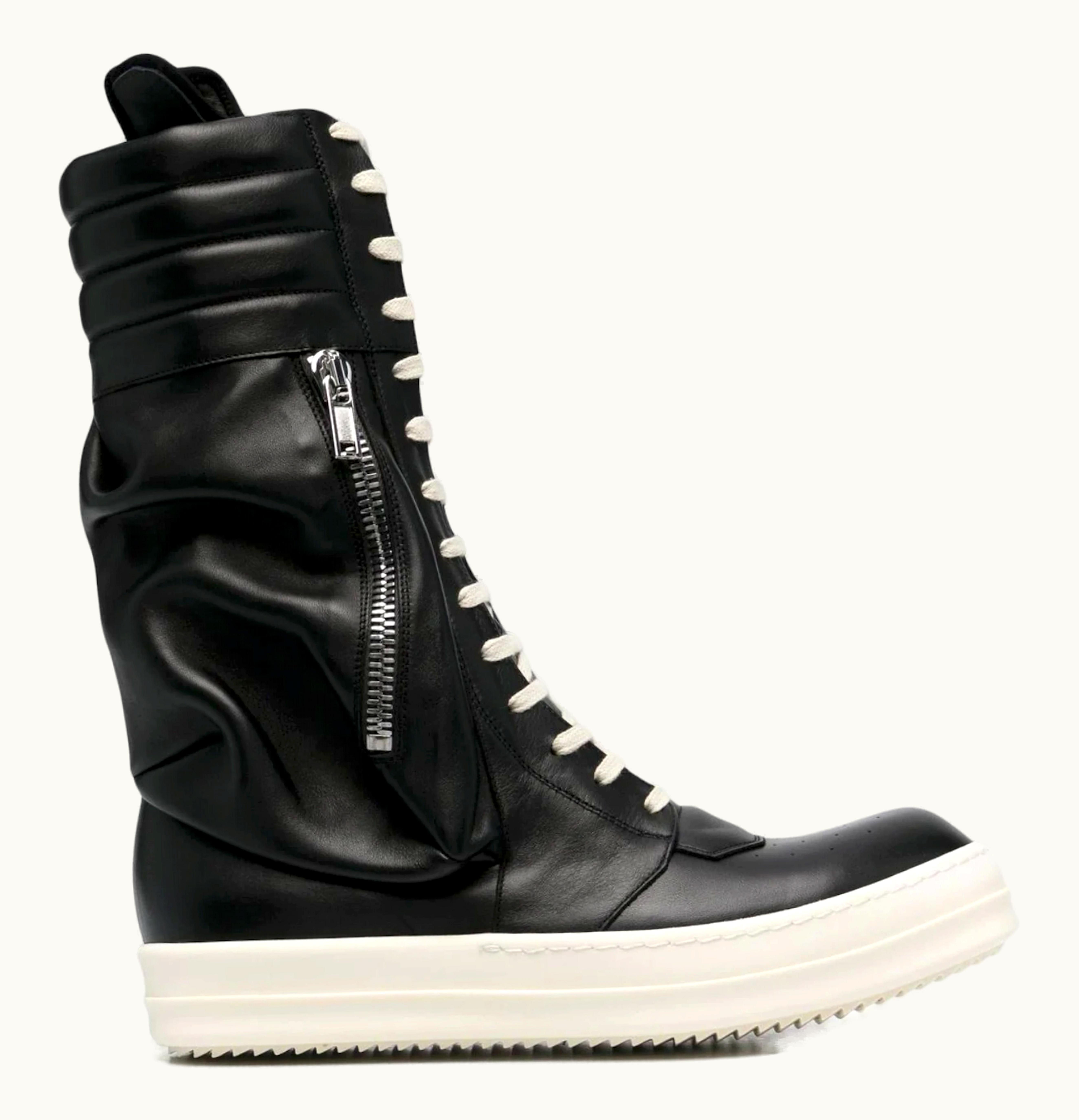 Rick Owens Rick Owens Cargo Basket Leather Boots Black Milk