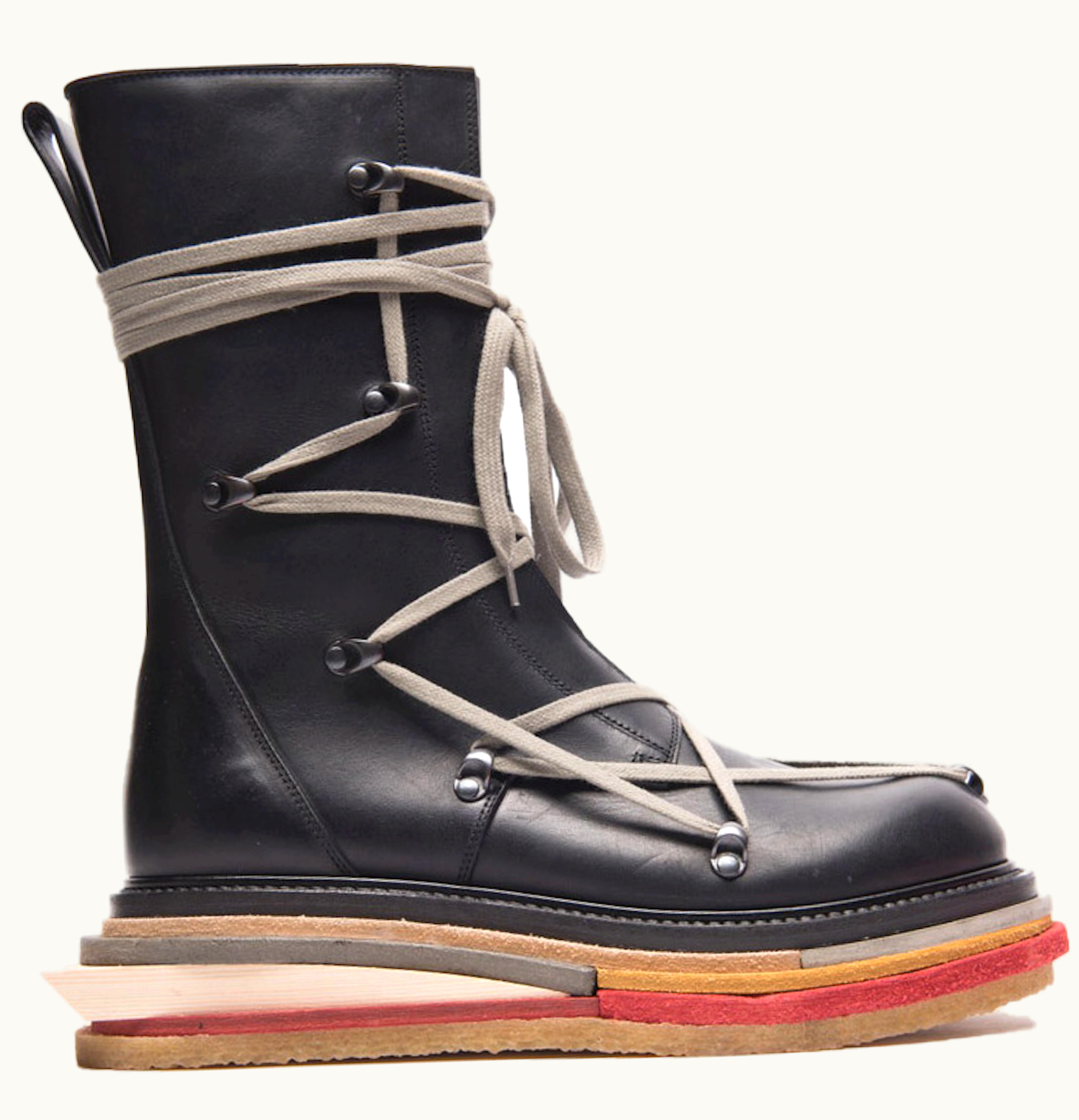 Rick Owens Rick Owens Lace Up Creeper Stacked Black