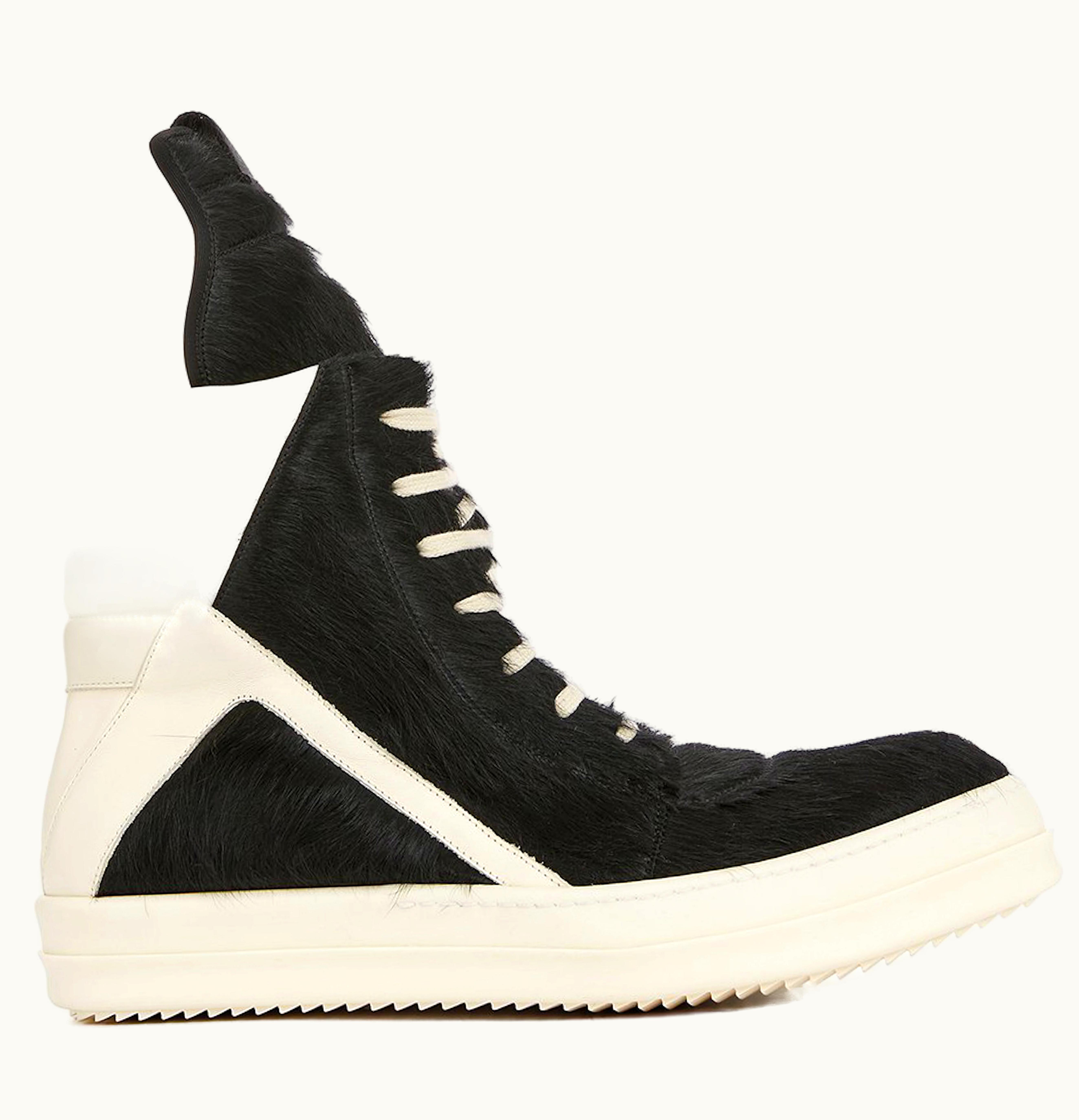 Rick Owens Rick Owens GeoBasket Cow Fur Black Milk