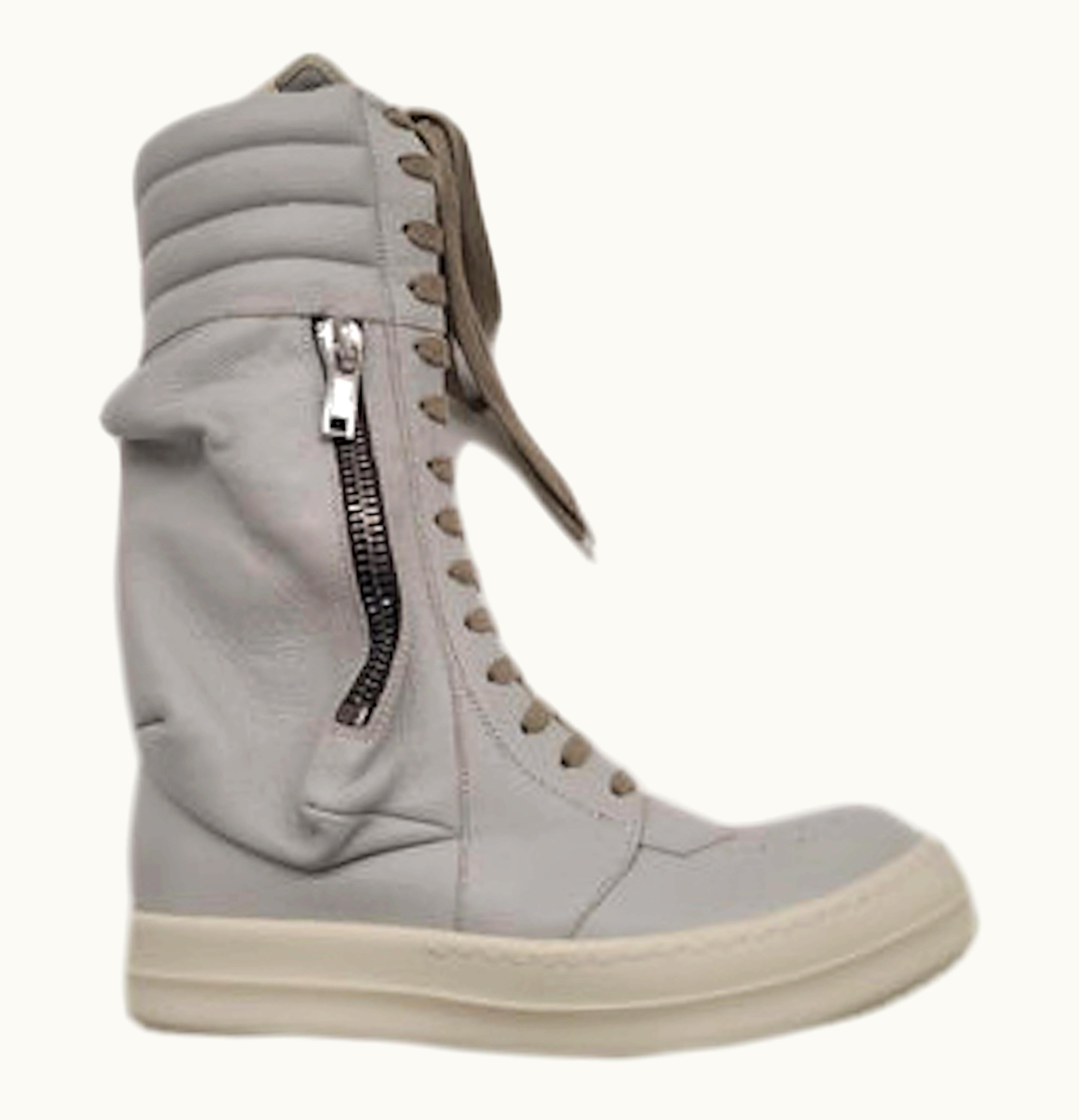 Rick Owens Rick Owens Cargo Basket Leather Boots Oyster Milk