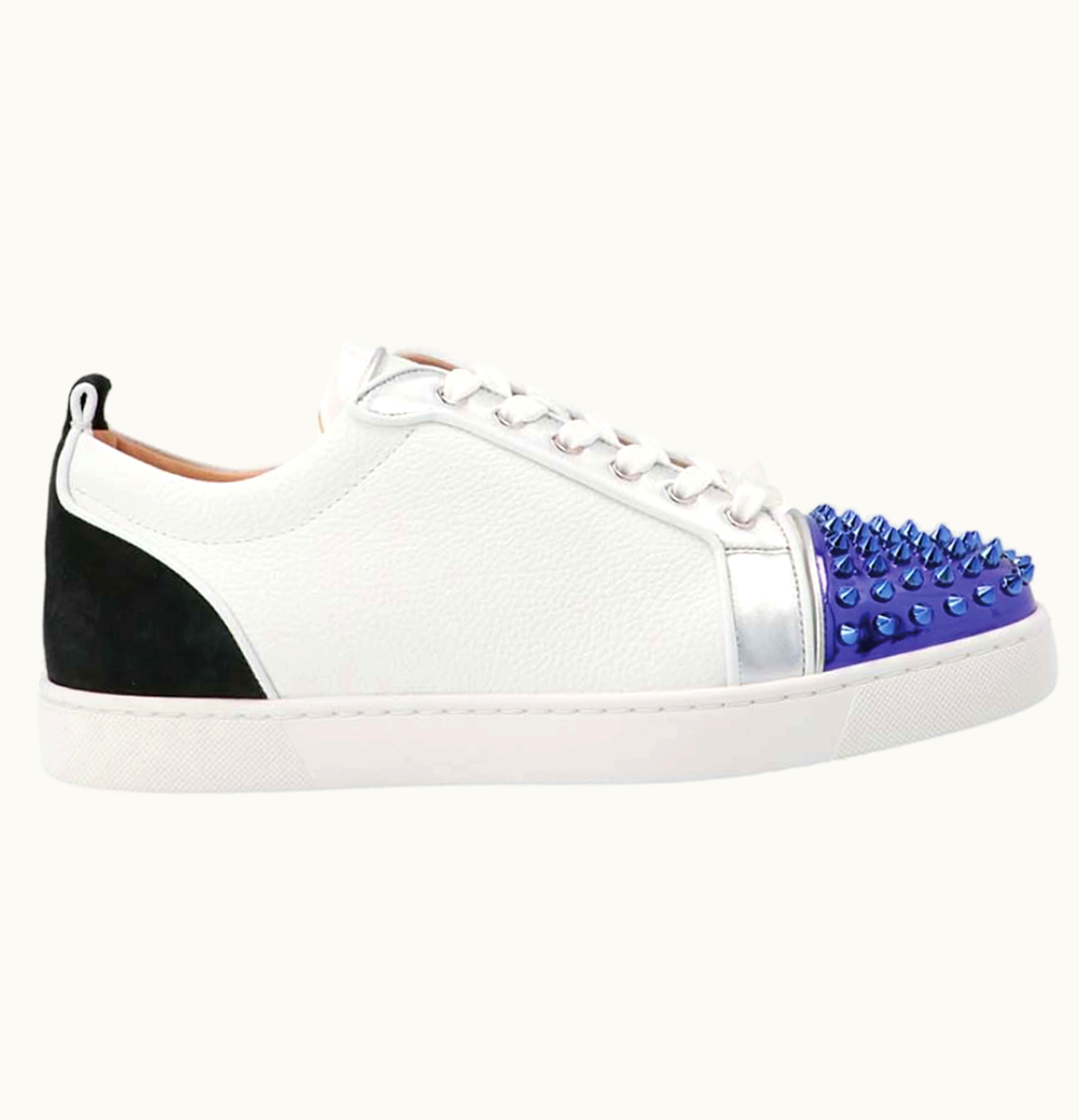 Christian Louboutin Christian Louboutin Louis Junior Spikes Orlato Flat White Purple Black