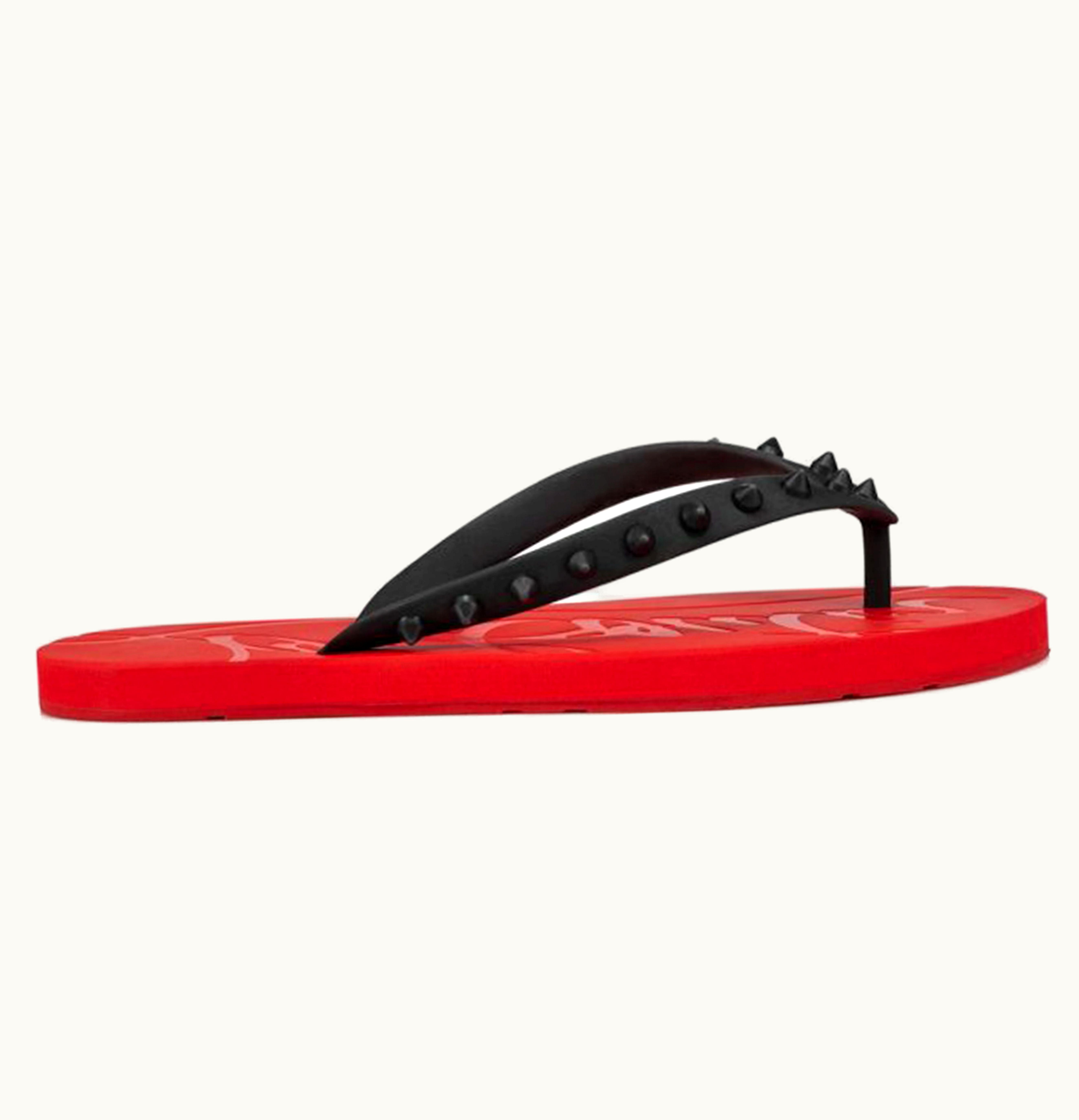 Christian Louboutin Christian Louboutin Loubi Flip Slide Black Red W