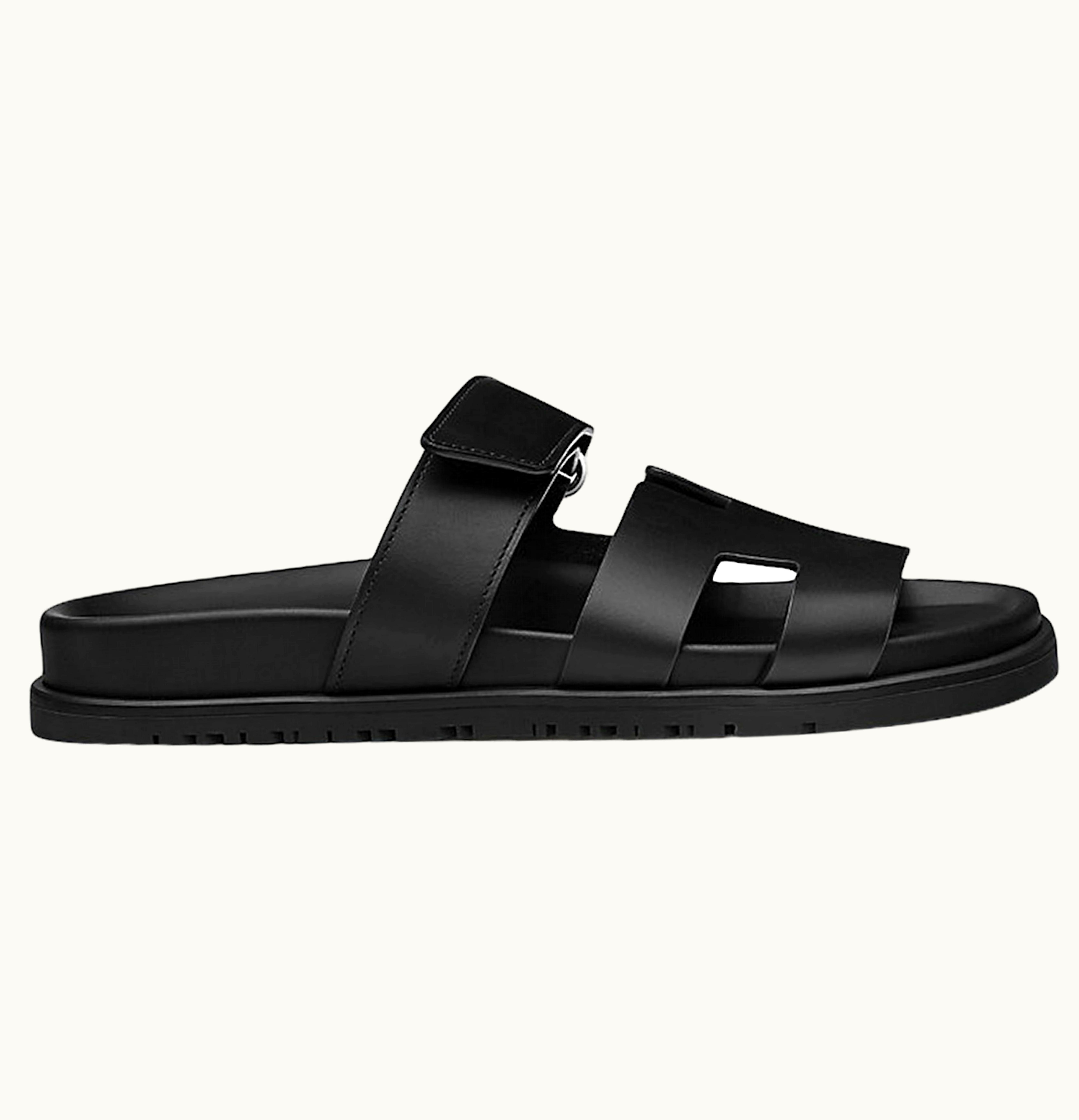Hermès Hermes Chypre Sandal Noir Leather W