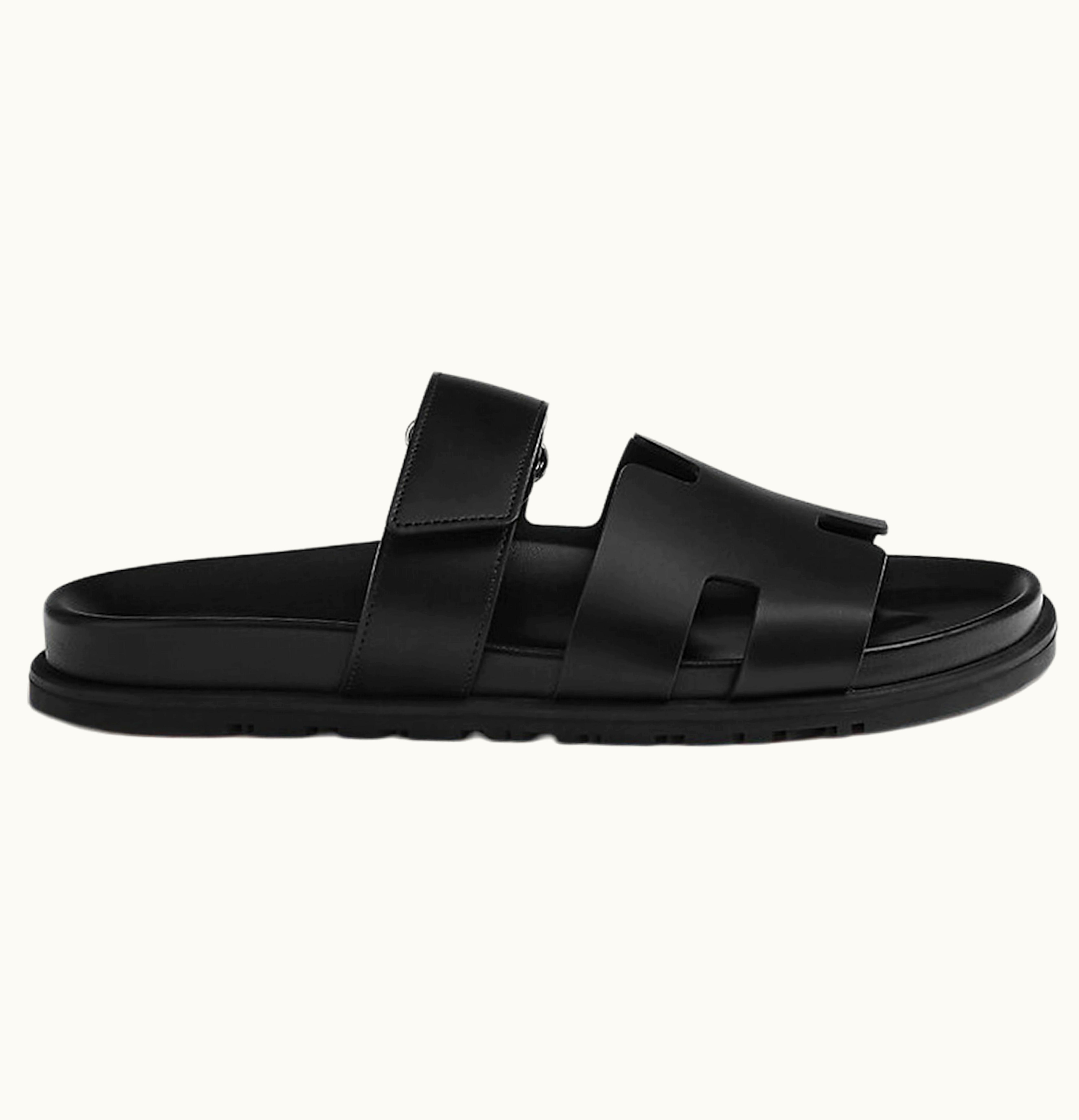 Hermès Hermes Chypre Sandal Noir Leather