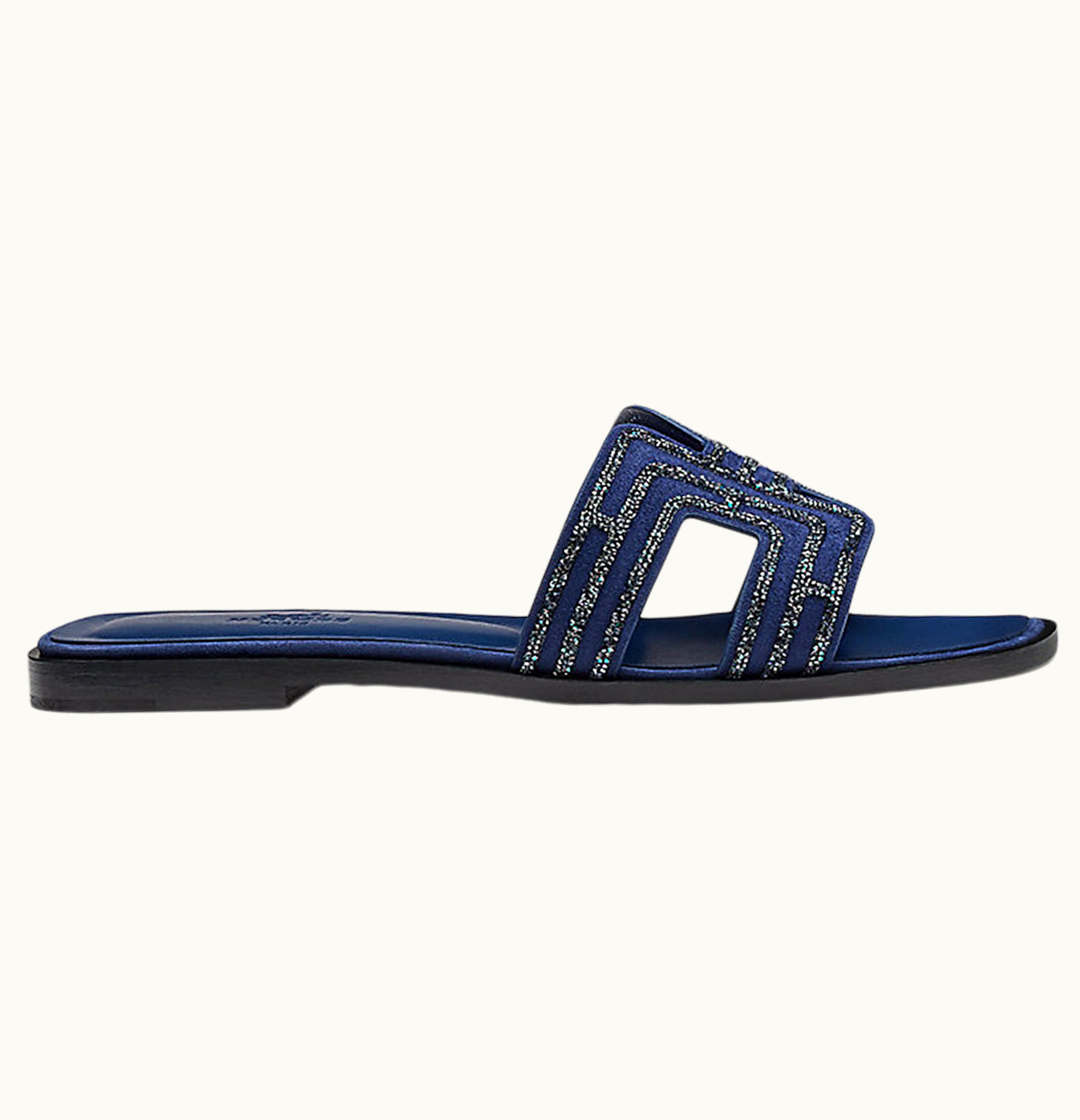 Hermès Hermes Oran Sandal Prussian Blue Leather
