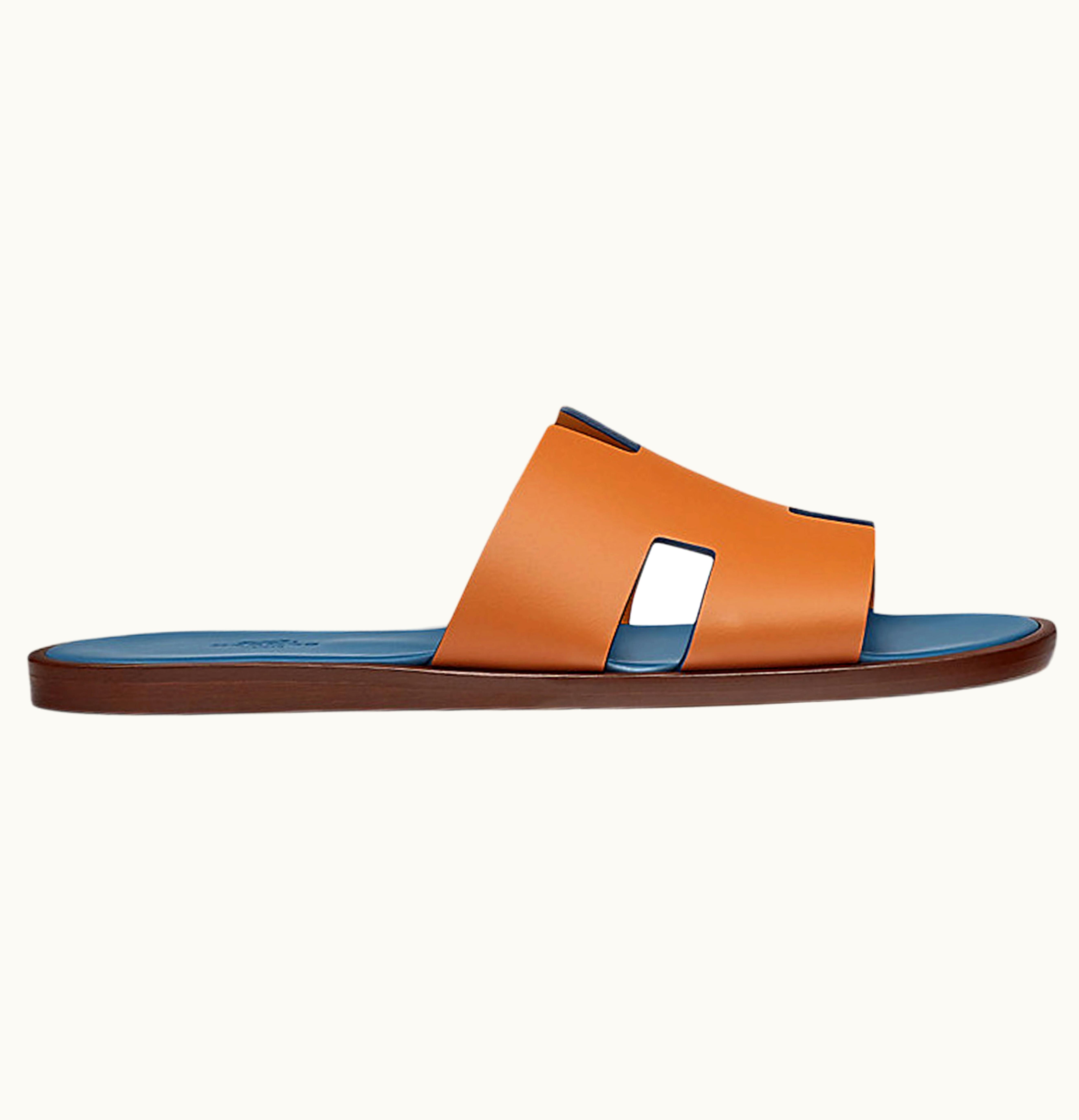 Hermès Hermes Izmir Sandal Natural Blue Tempete Leather