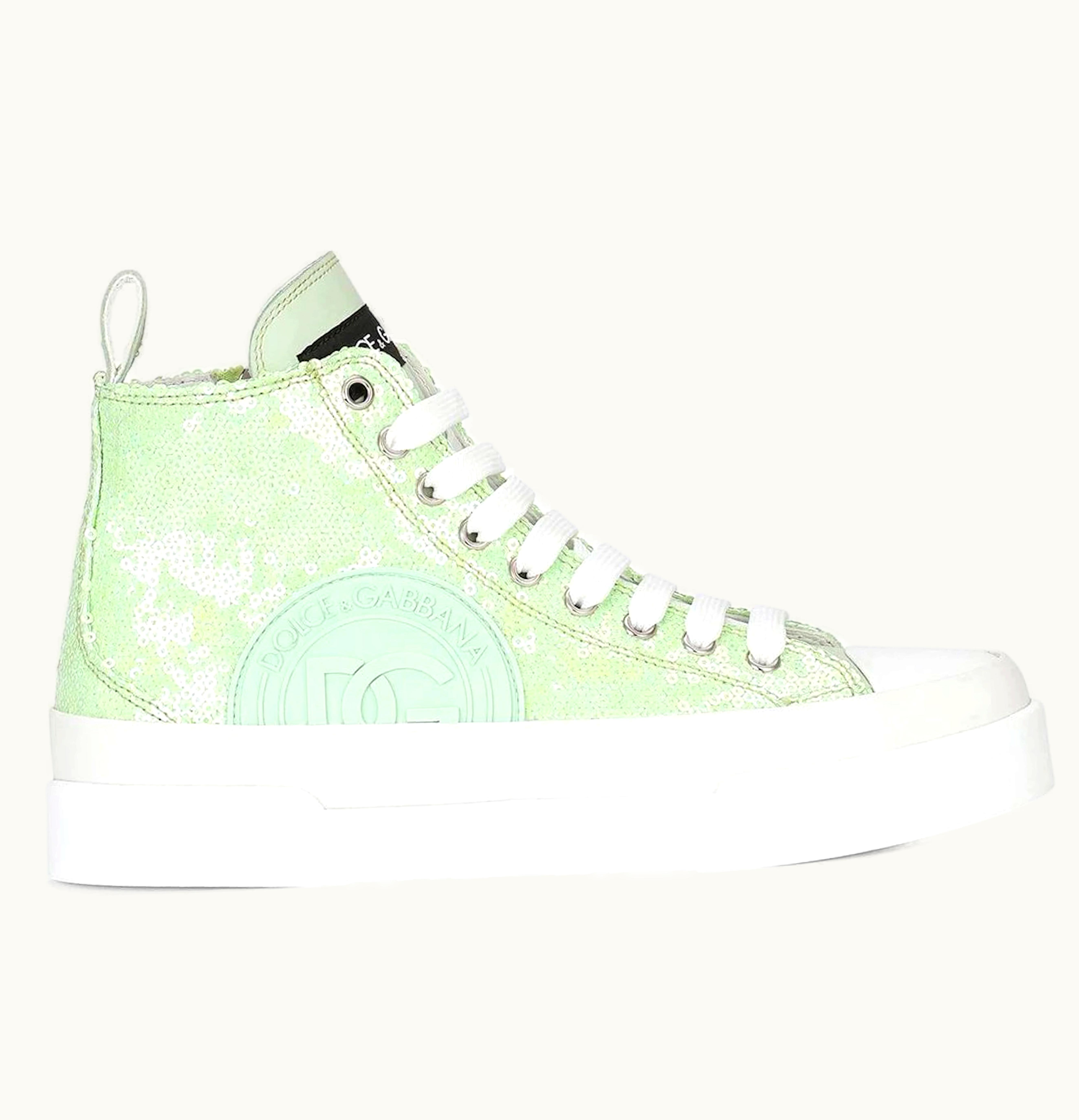 Dolce & Gabbana Dolce Gabbana Portofino High Top Sequin Lime Green