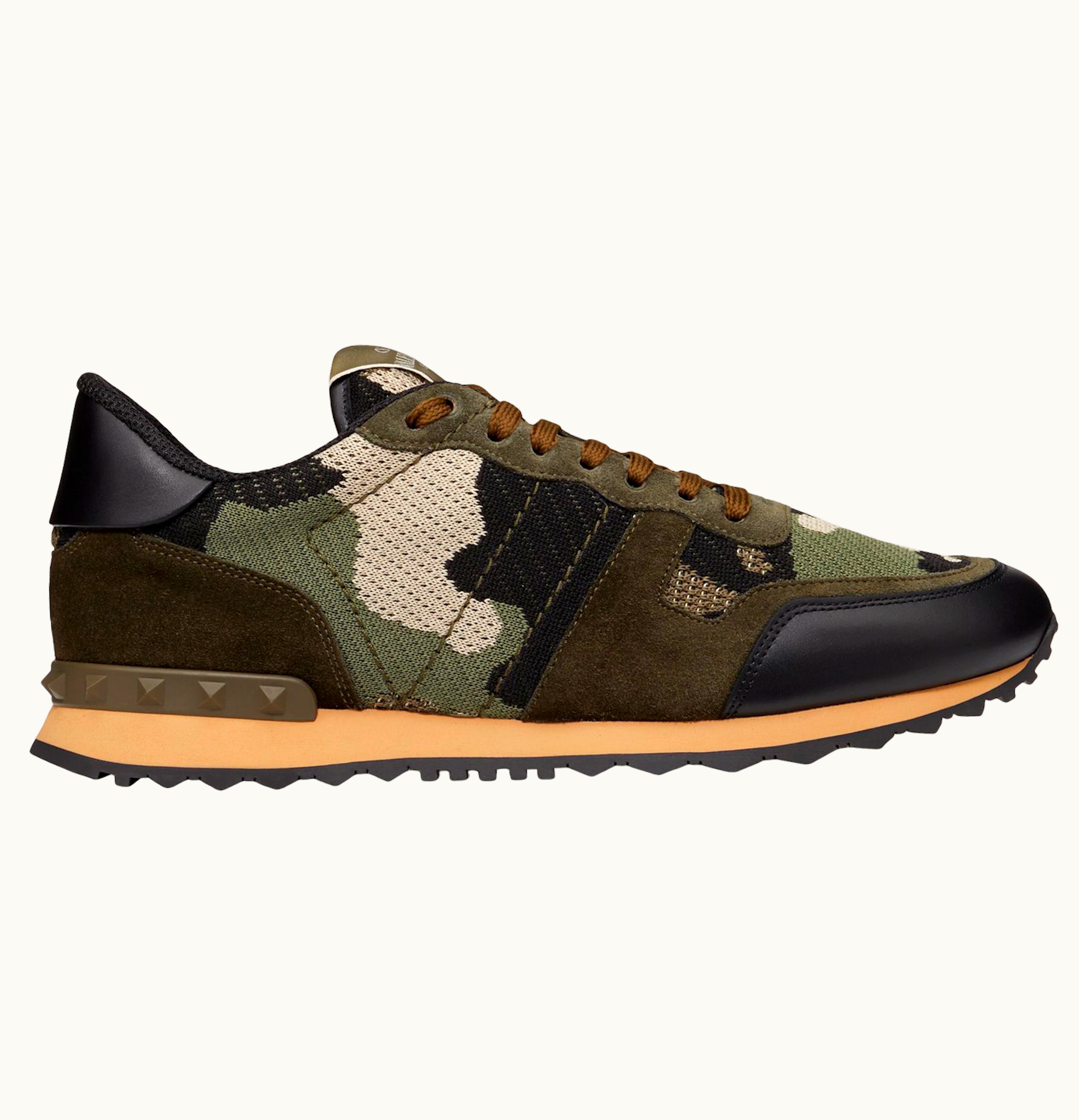 Valentino Valentino Garavani Rockrunner Mesh Fabric Camouflage Military Green Beige