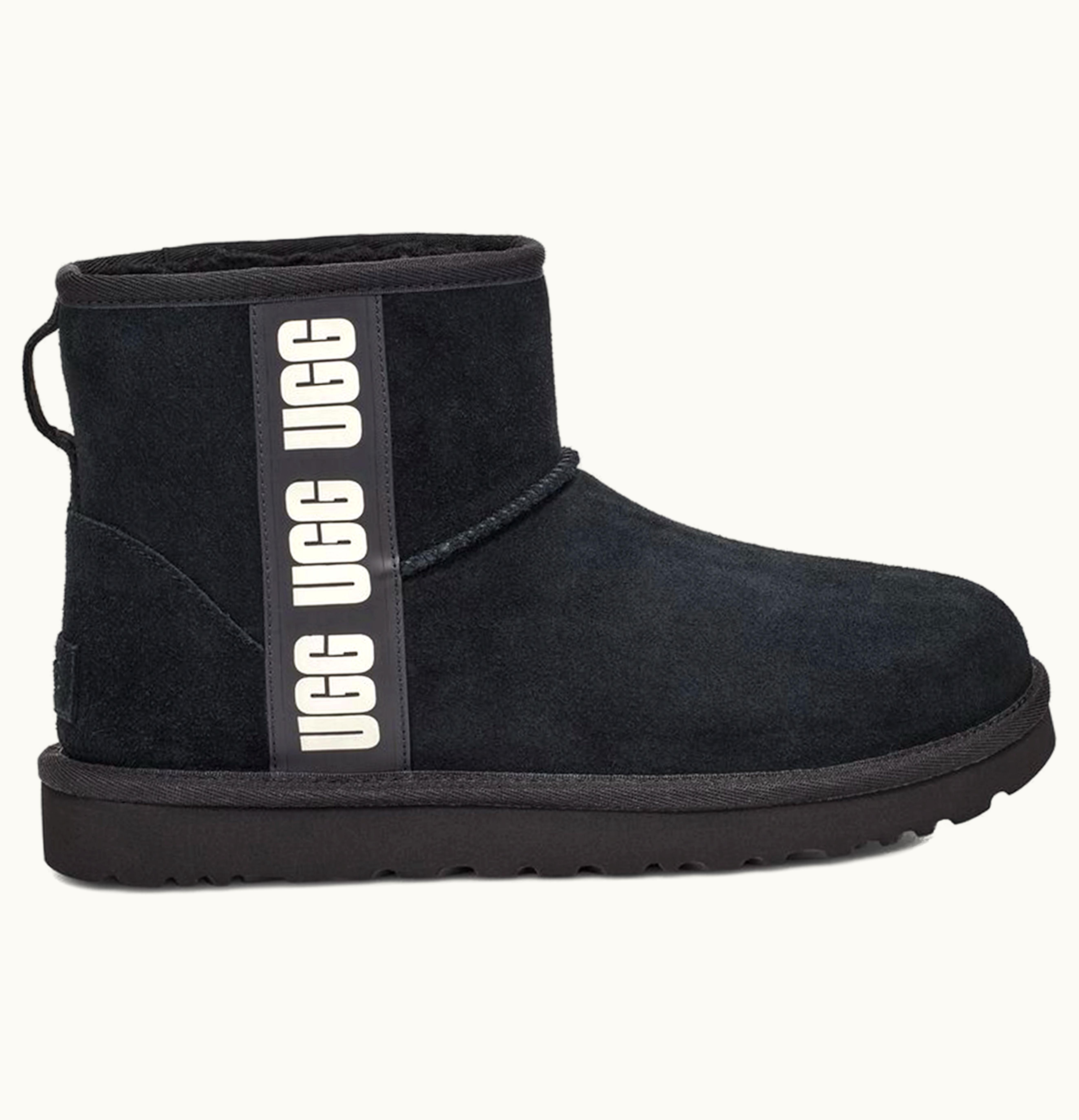 UGG UGG Classic Mini Side Logo Boot Black White W