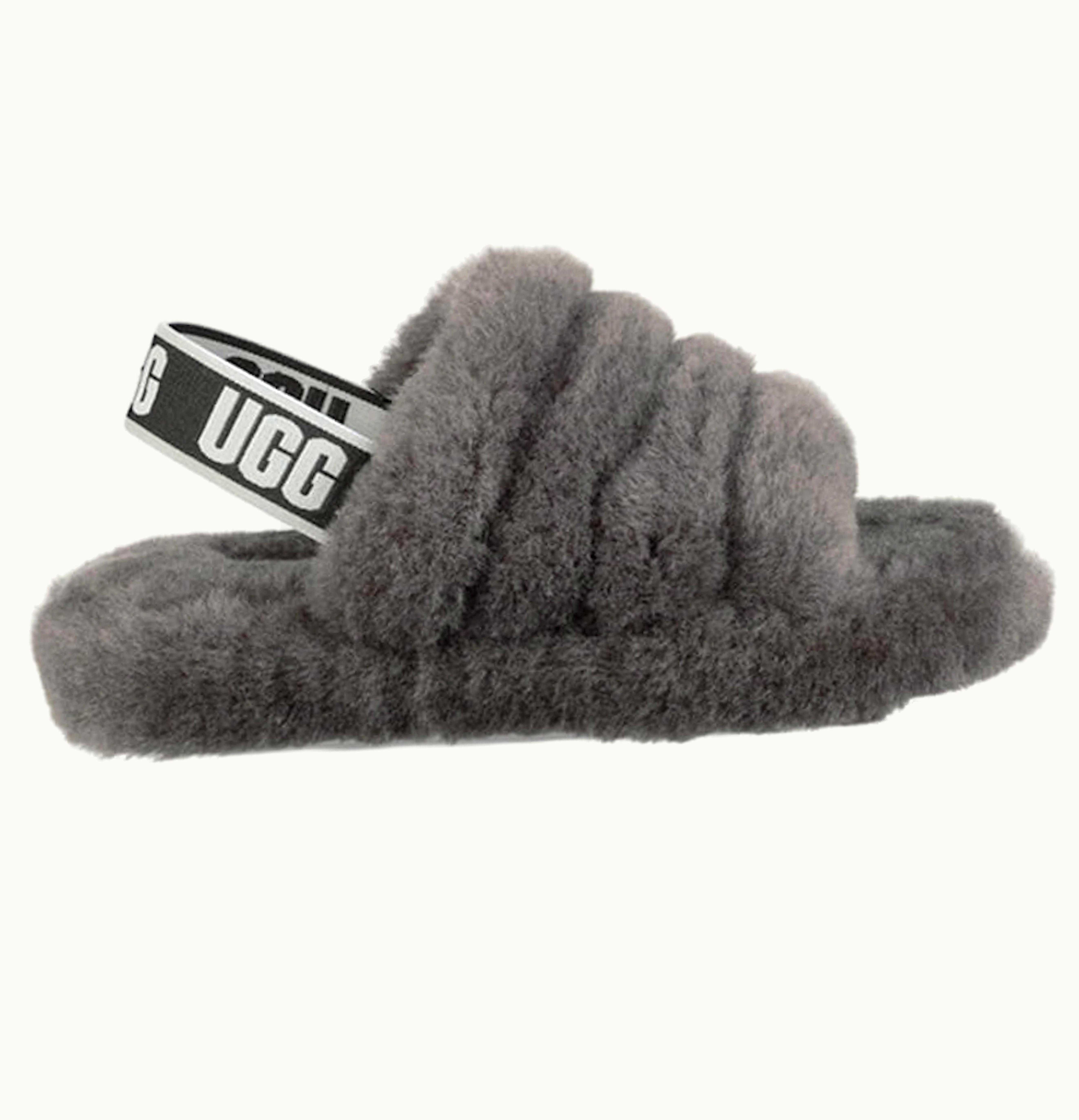 UGG UGG Fluff Yeah Slide Charcoal Kids