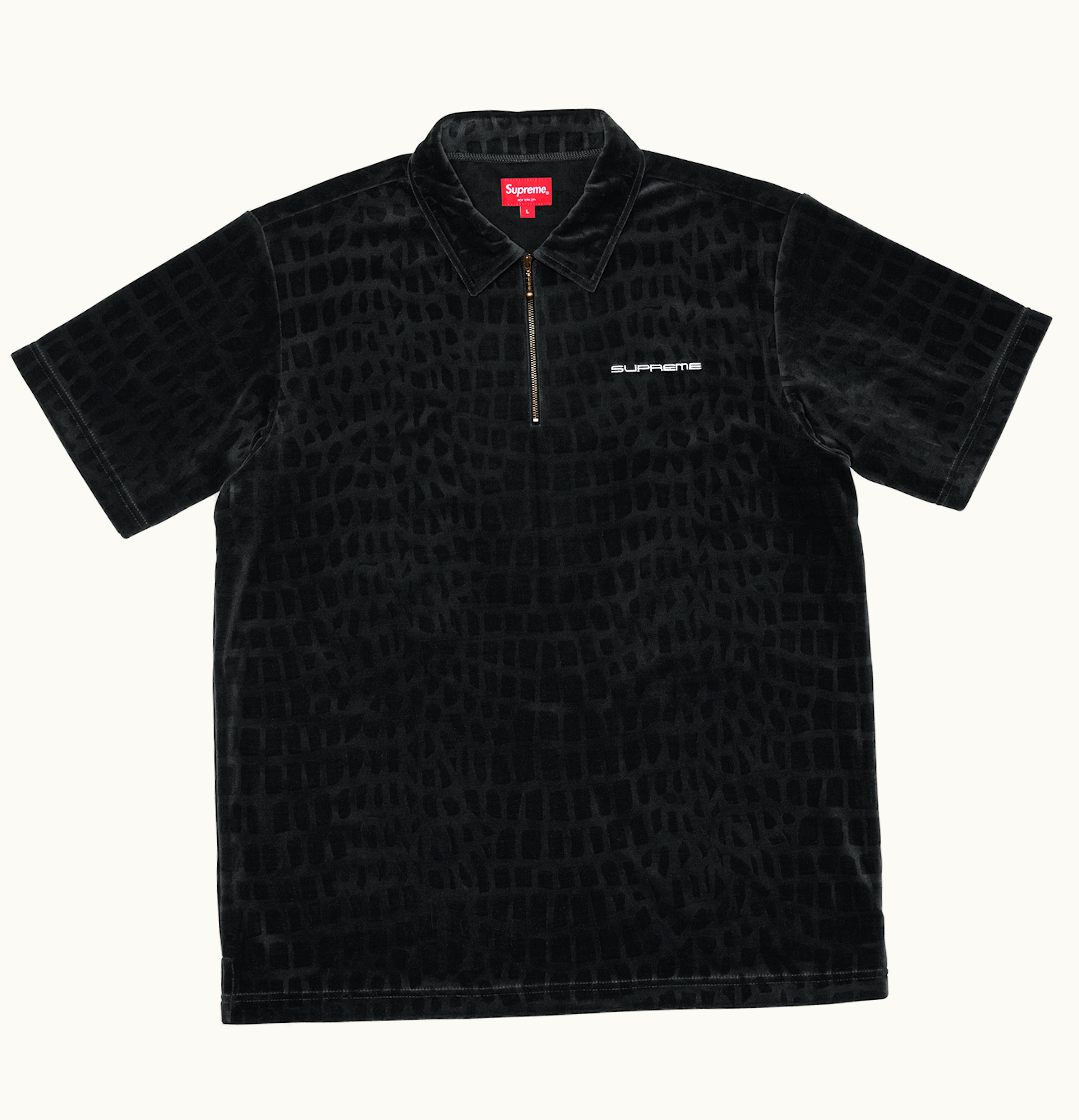Supreme Supreme Croc Velour Zip Polo Black