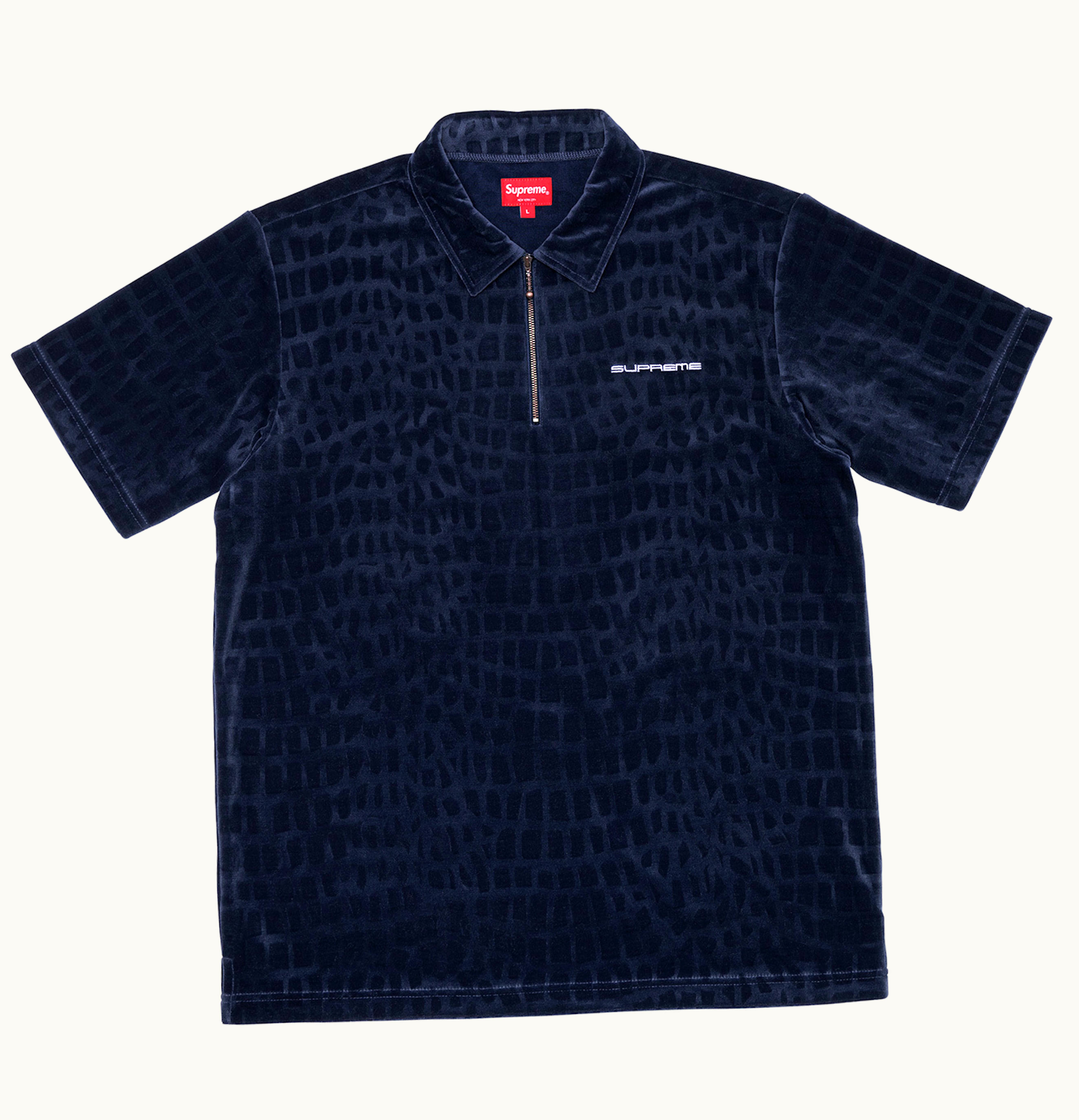 Supreme Supreme Croc Velour Zip Polo Navy