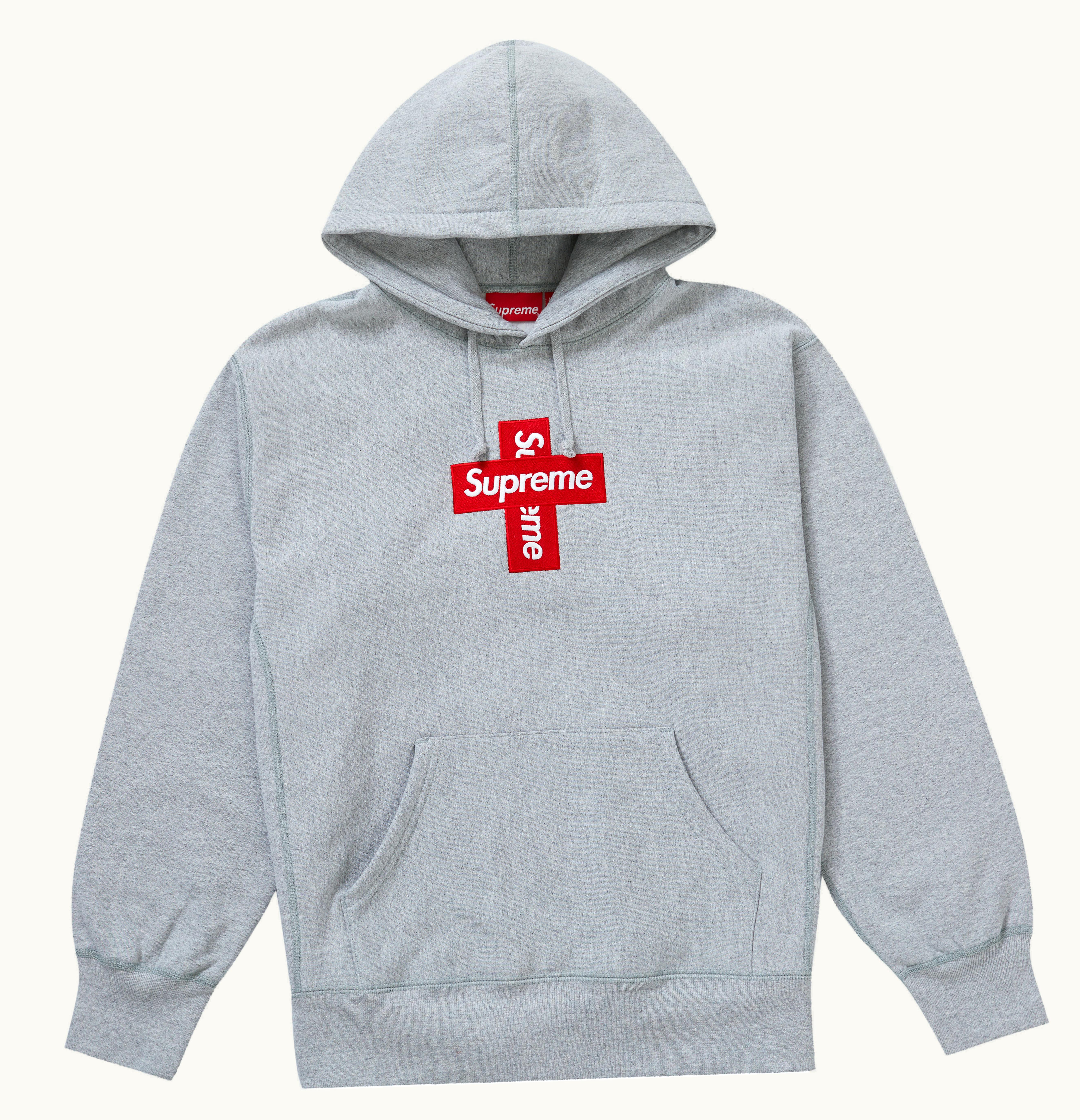 Supreme Supreme Cross Box Logo Hooded Sweatshirt Heather Grey