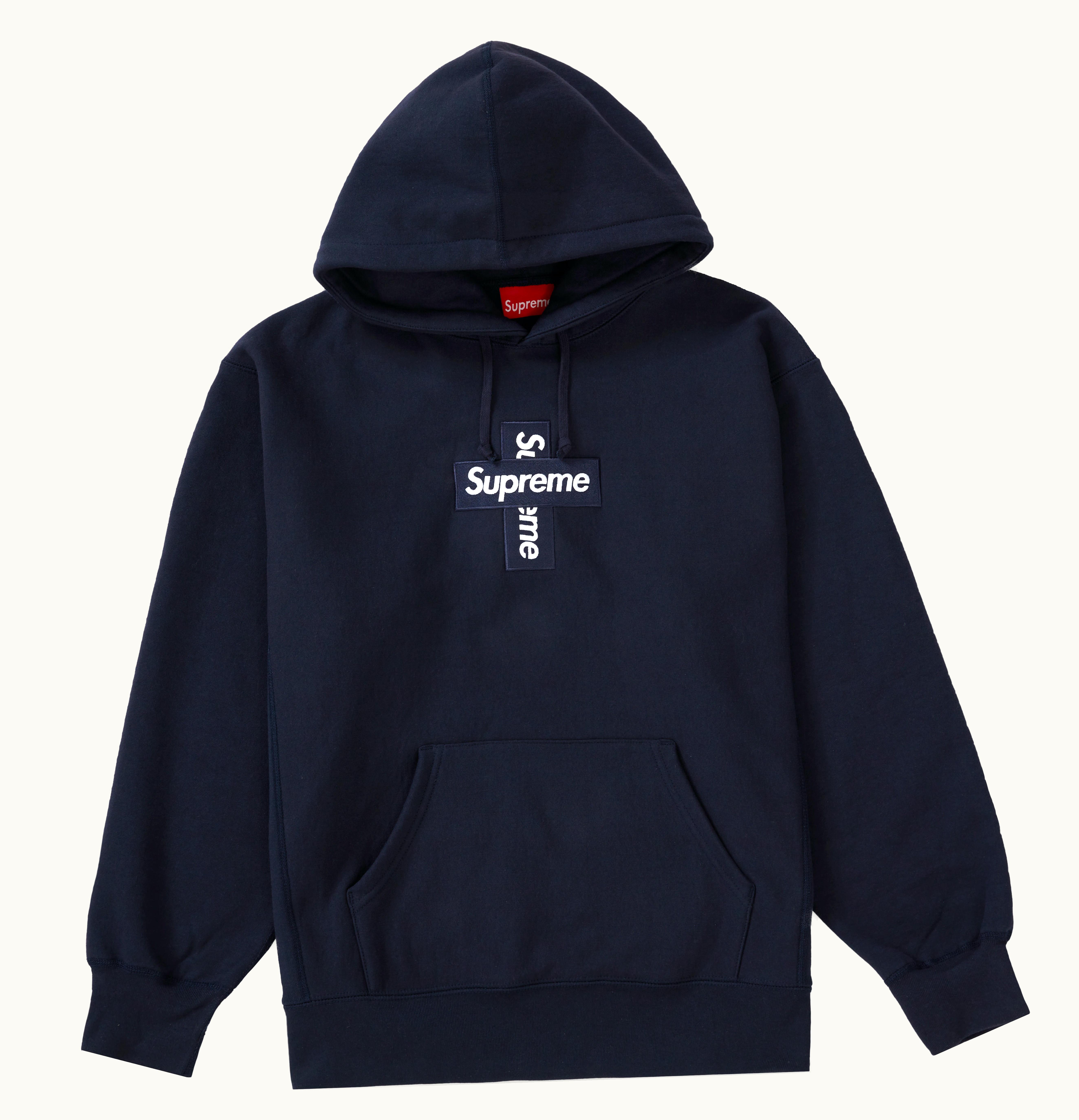 Supreme Supreme Cross Box Logo Hooded Sweatshirt Navy