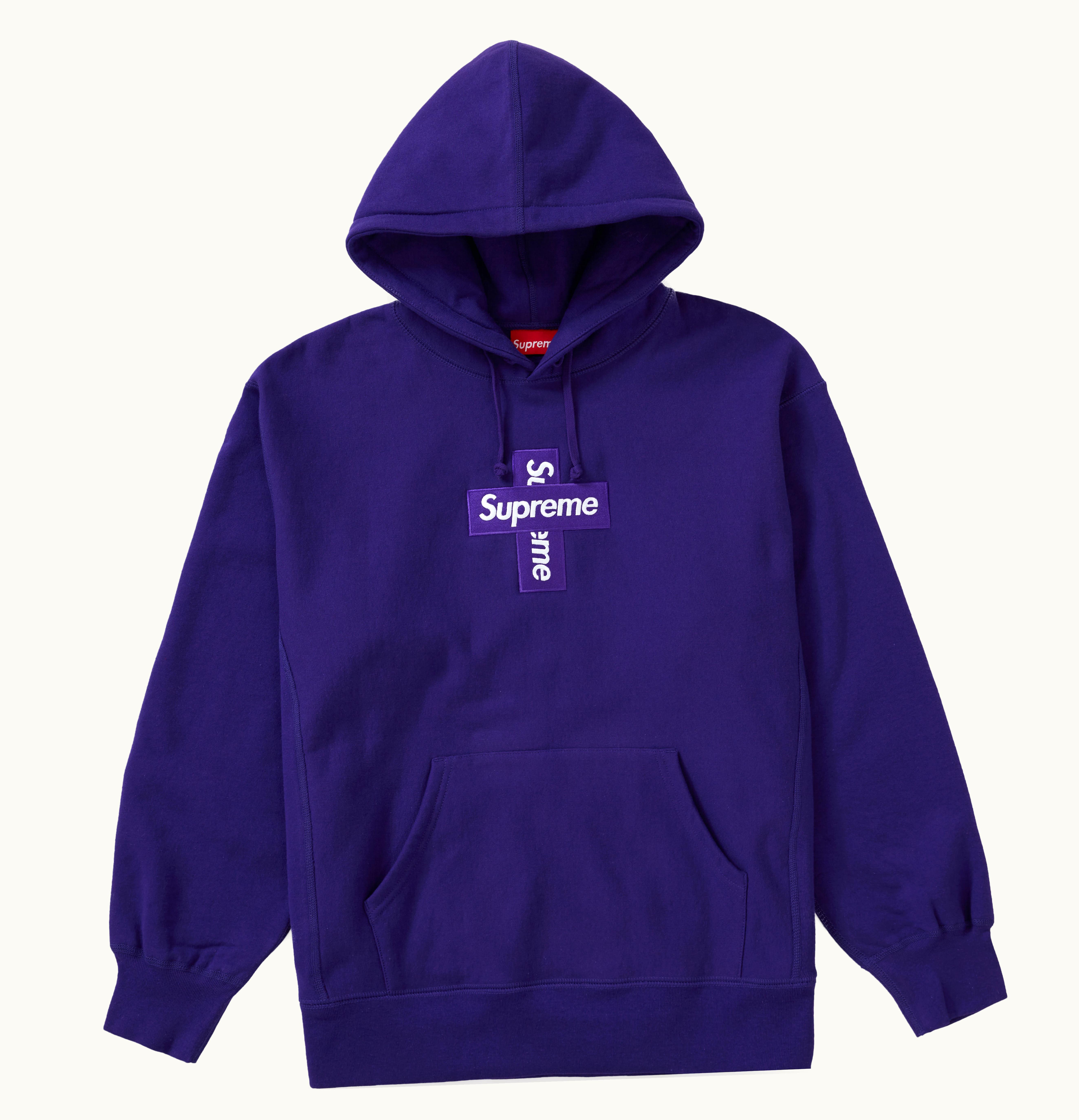 Supreme Supreme Cross Box Logo Hooded Sweatshirt Purple