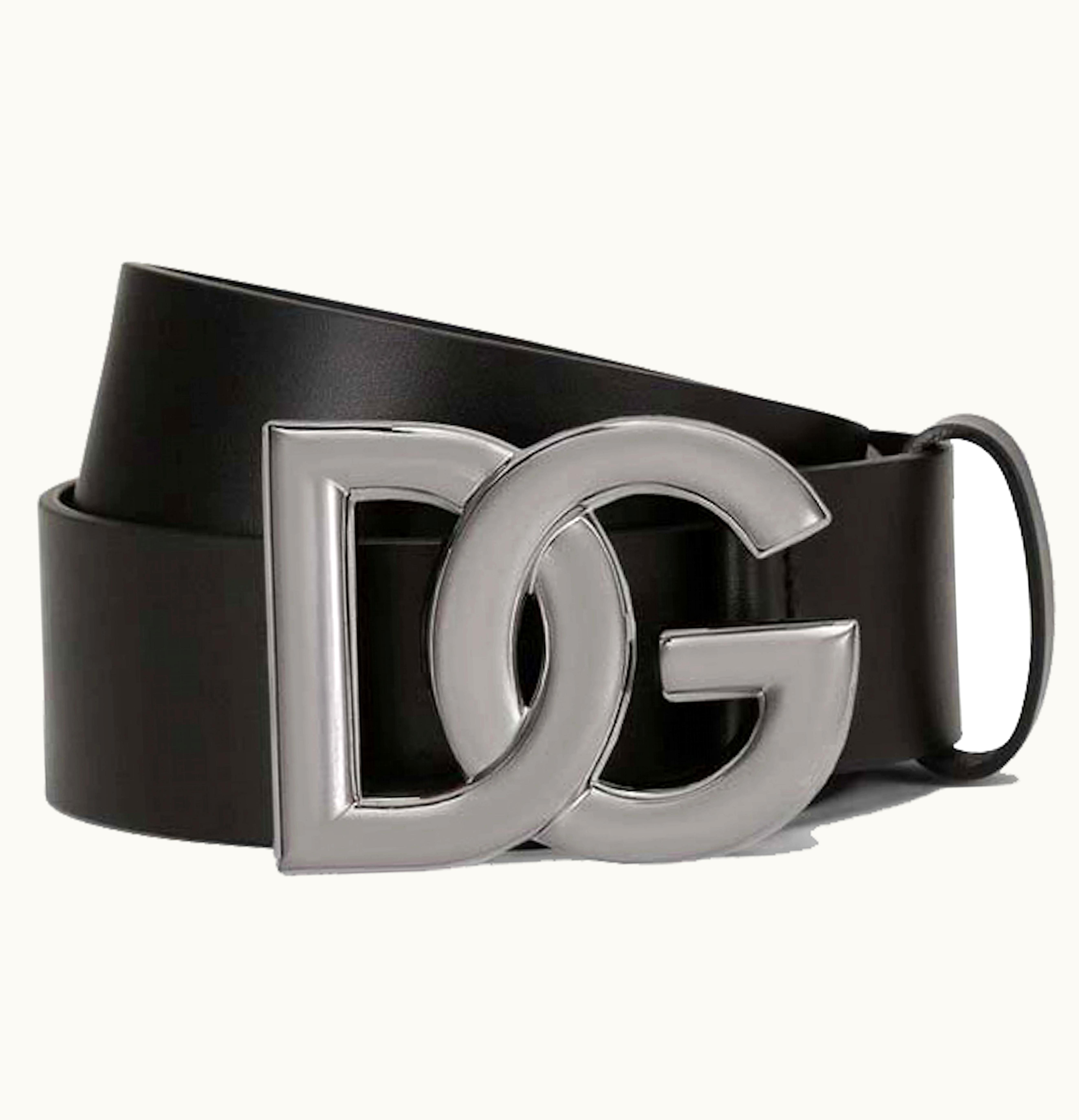 Dolce & Gabbana Dolce Gabbana Lux Leather Crossover DG Logo Buckle Belt Black