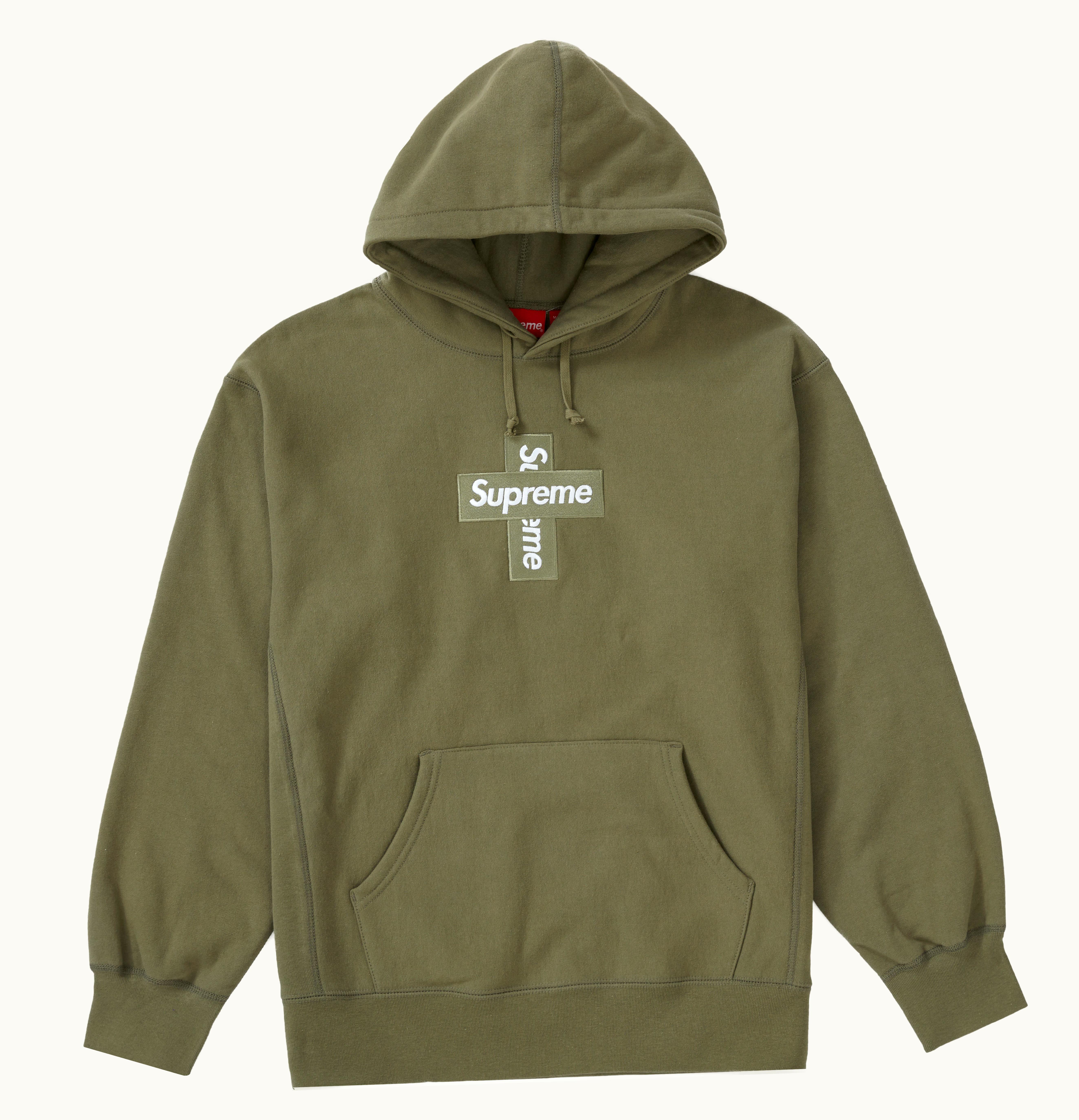 Supreme Supreme Cross Box Logo Hooded Sweatshirt Light Olive