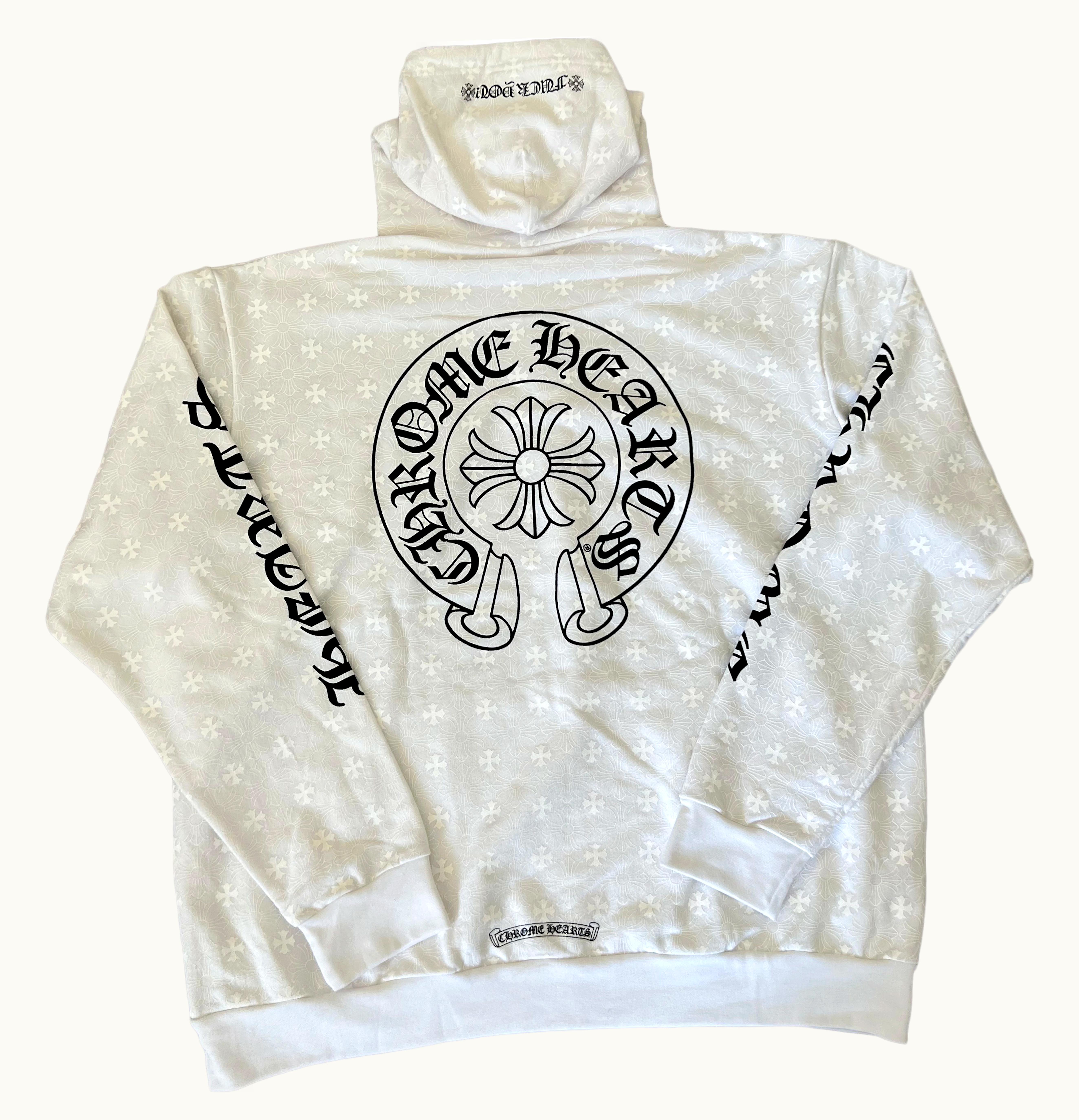 Chrome Hearts Chrome Hearts Plus Cross Horseshoe Hoodie White