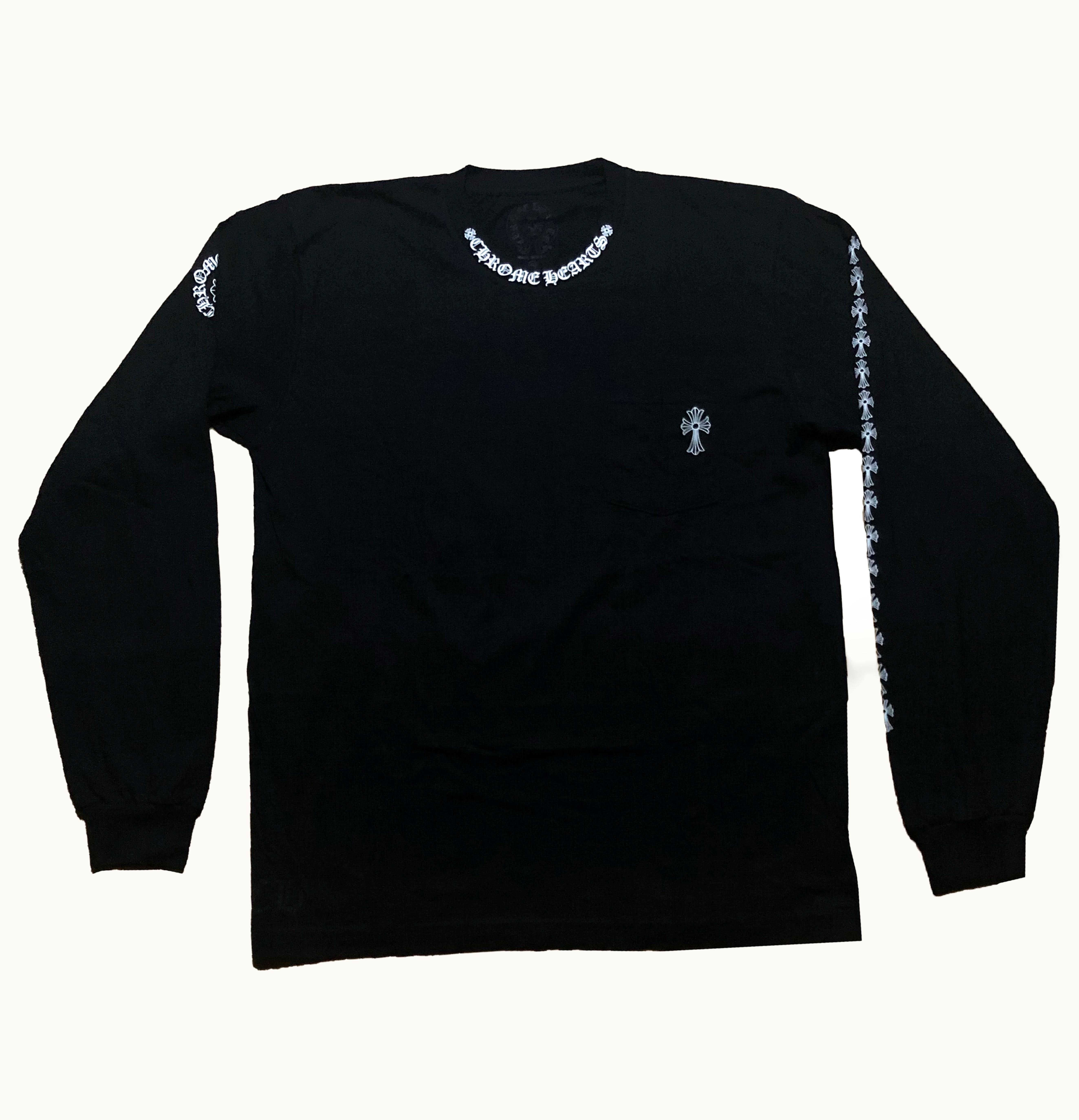 Chrome Hearts Chrome Hearts Neck Logo Cross Sleeve L S T Shirt Black