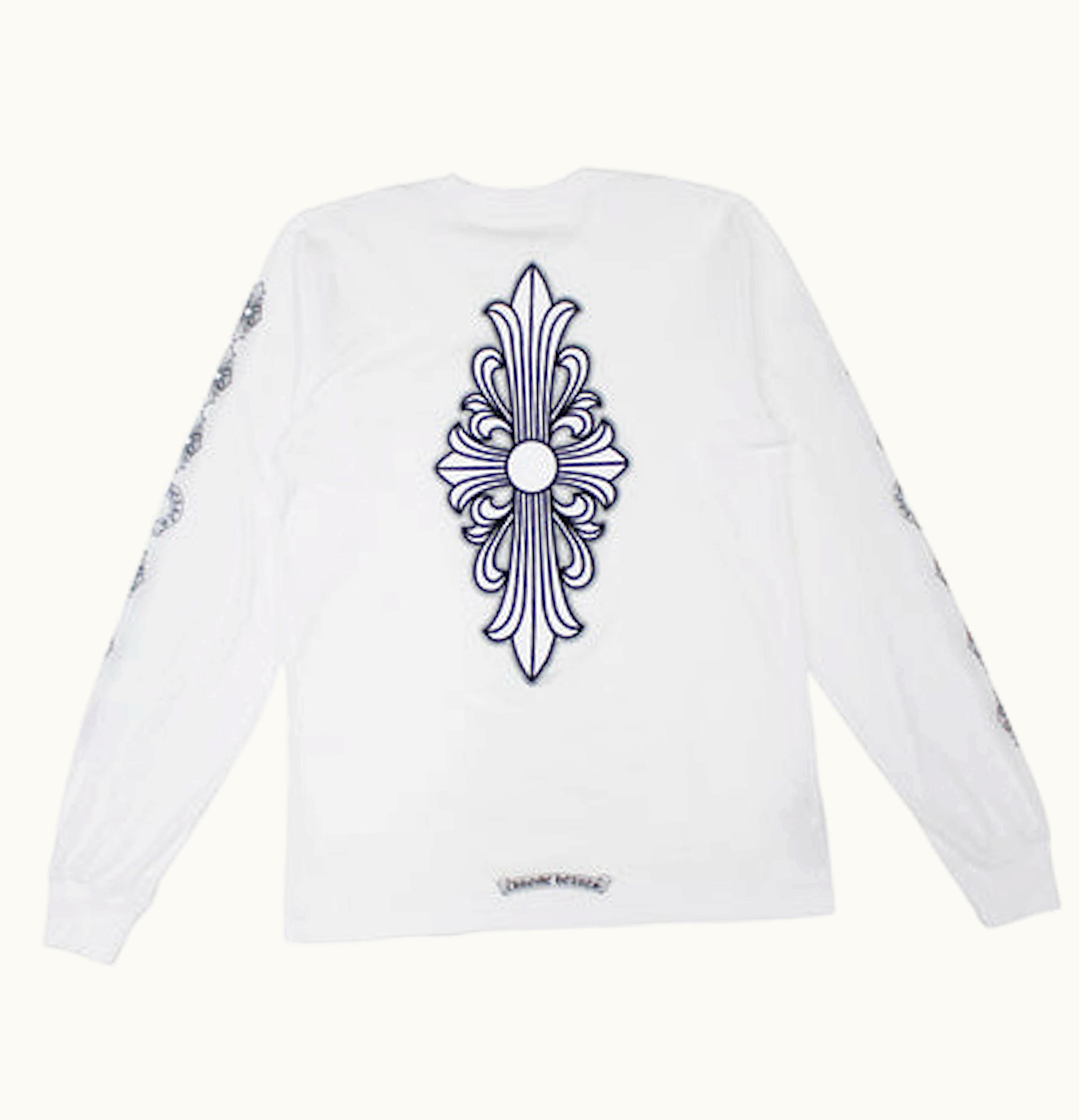 Chrome Hearts Chrome Hearts Floral Cross L S T shirt White