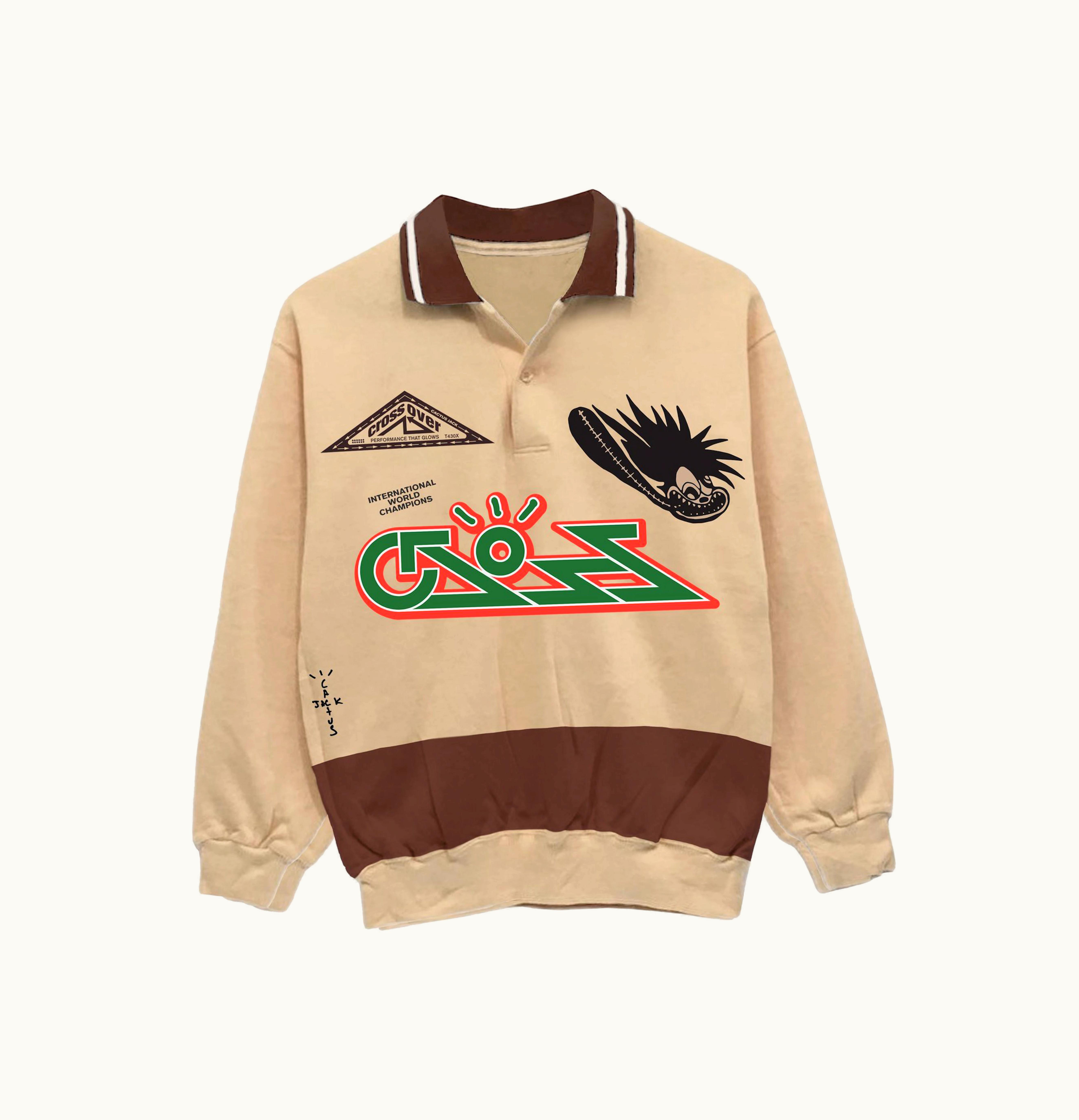 Travis Scott Travis Scott Cactus Jack Cross Rugby Sweater Tan Brown