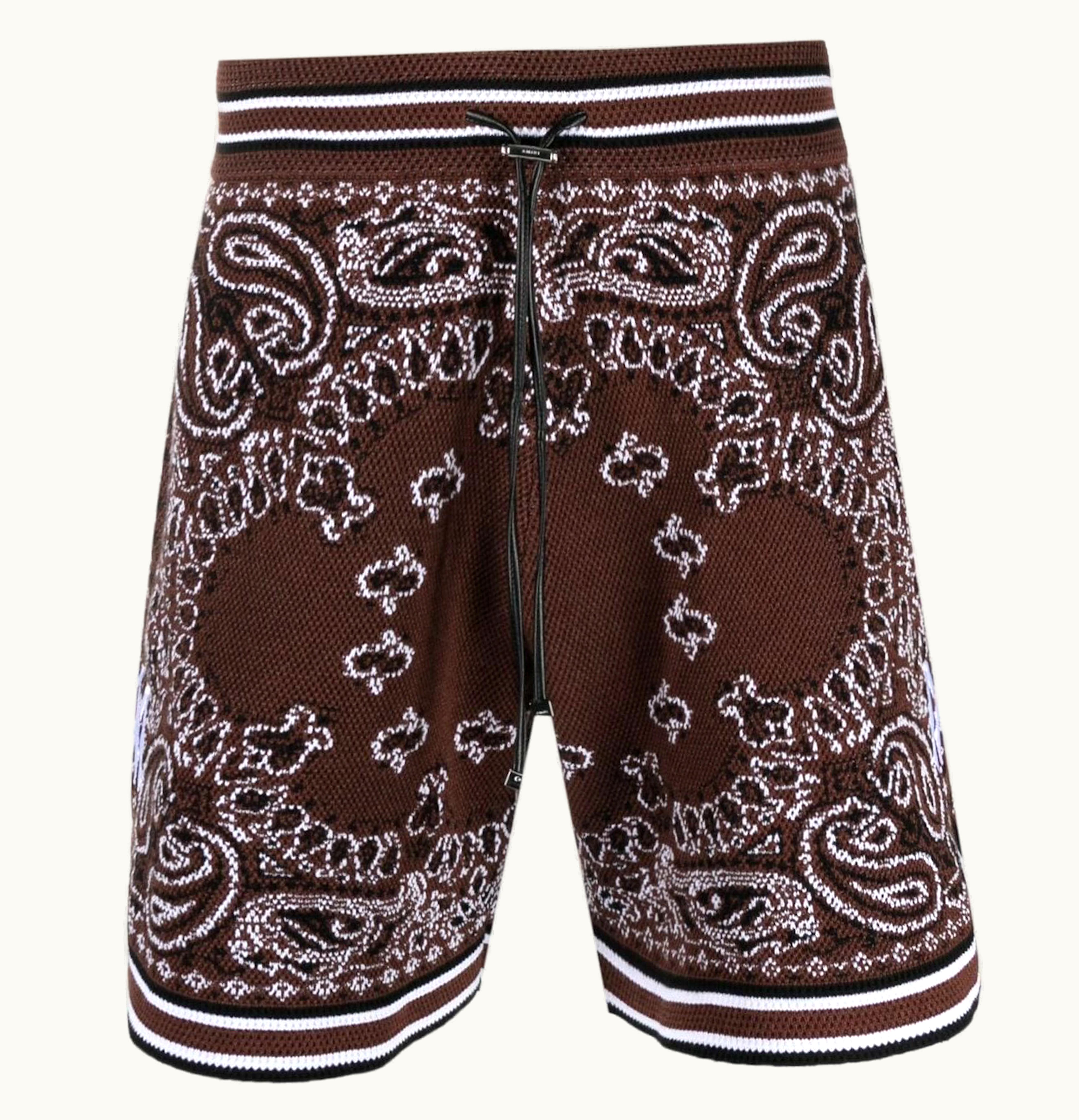 Amiri AMIRI Bandana Crochet Basketball Shorts Dark Brown