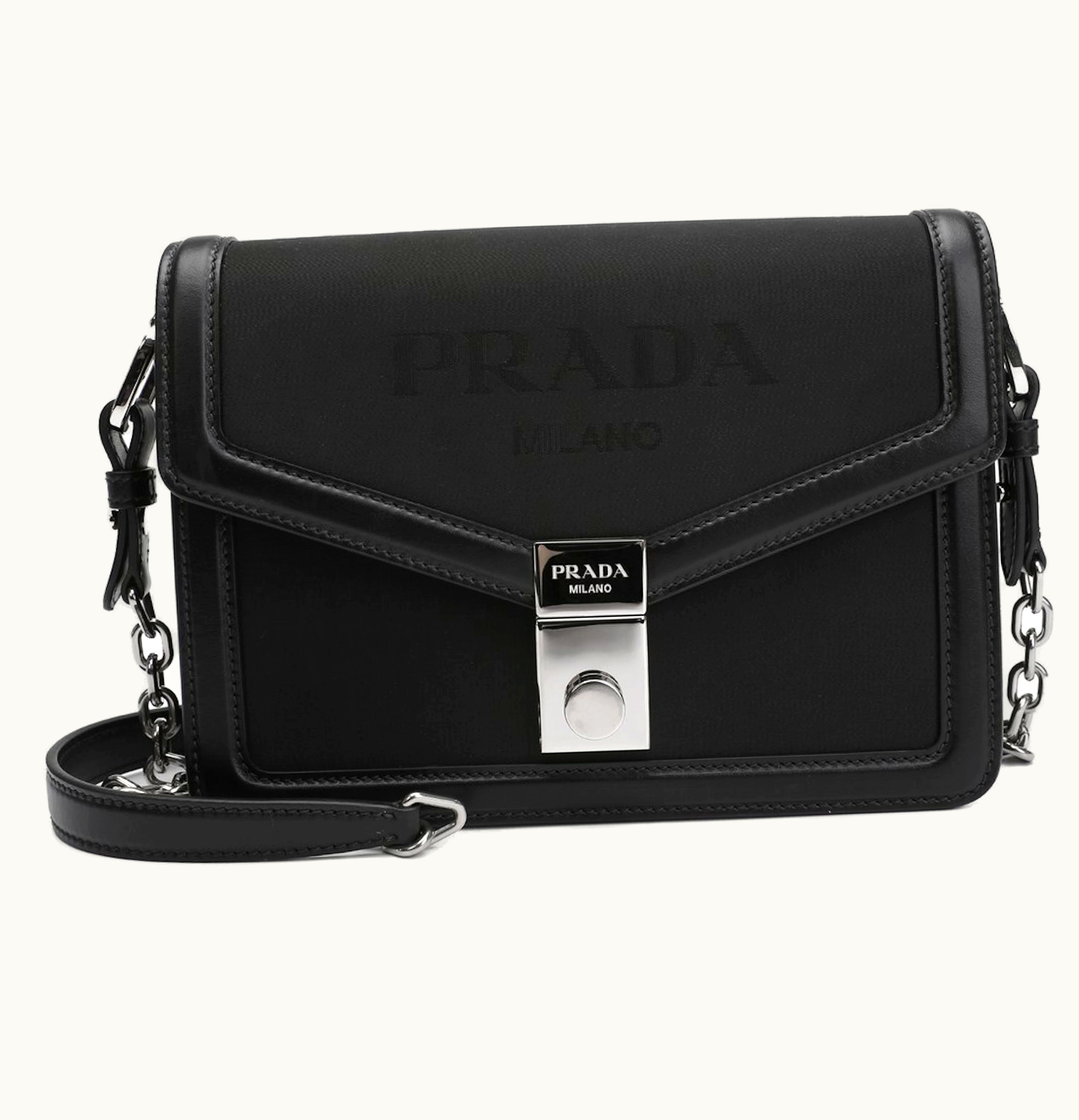 Prada Prada Logo Embossed Crossbody Bag Black
